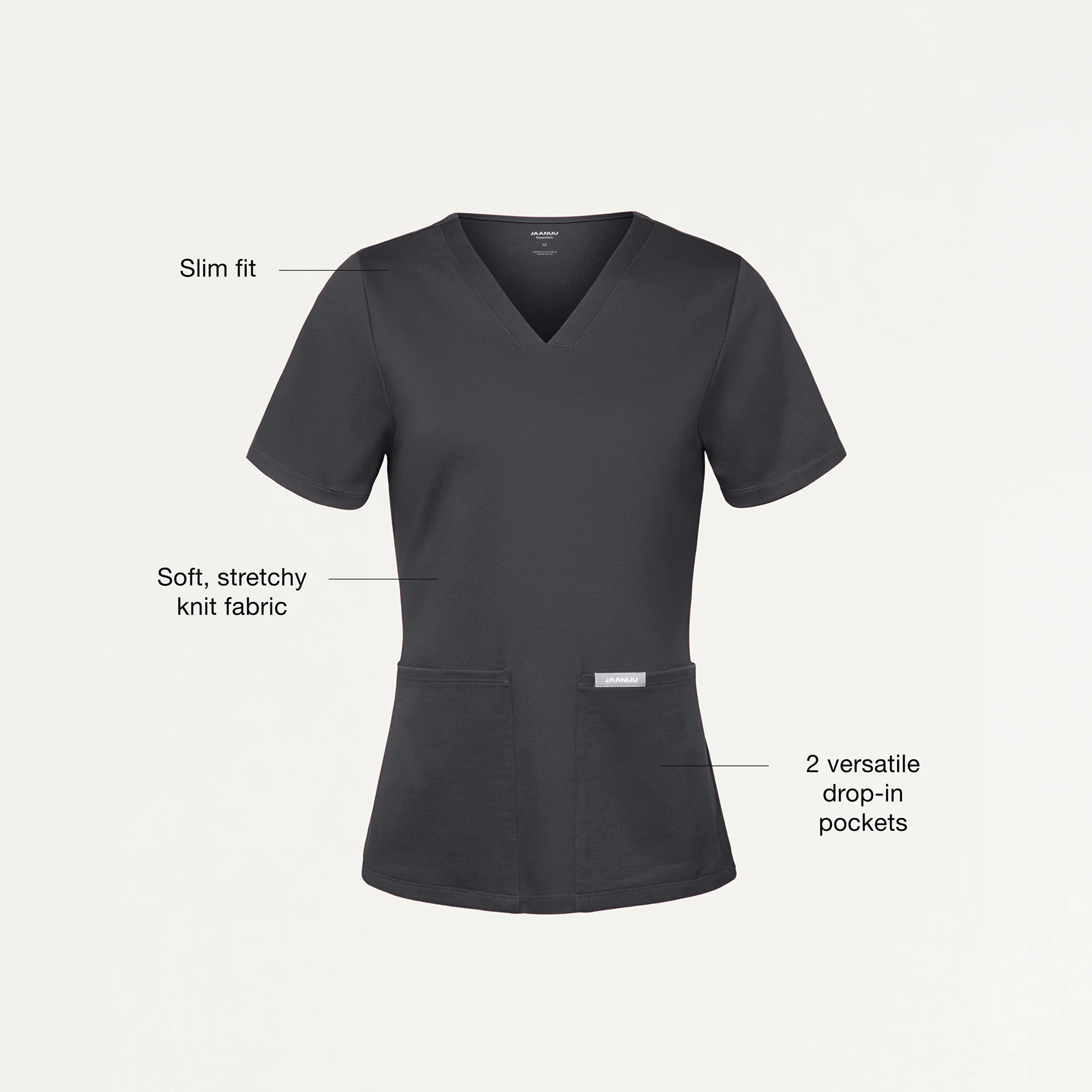 Jaanuu UltraSOFT™ Essential Comfort Women's 6-Pocket Scrub Set - Pewter - Image 3