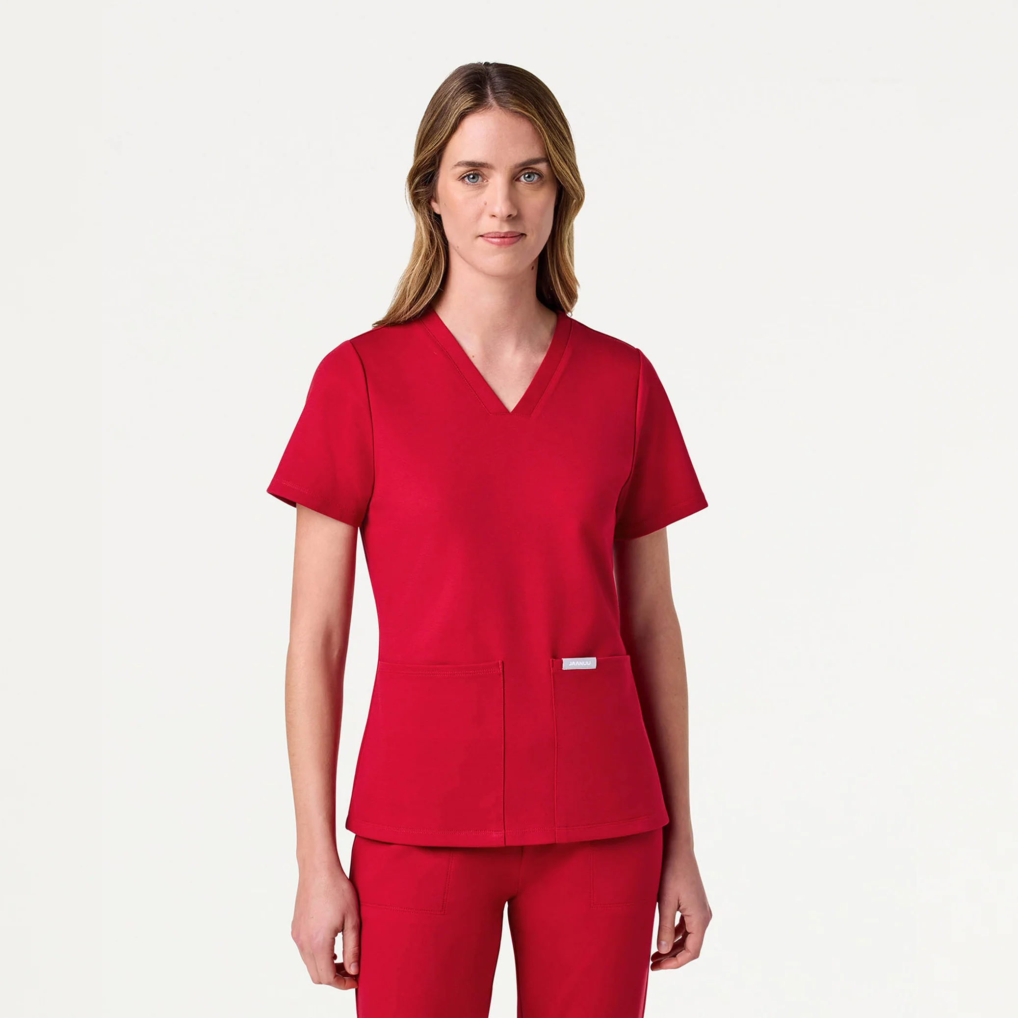 Jaanuu UltraSOFT™ Essential Comfort Women's 6-Pocket Scrub Set - Red - Image 2