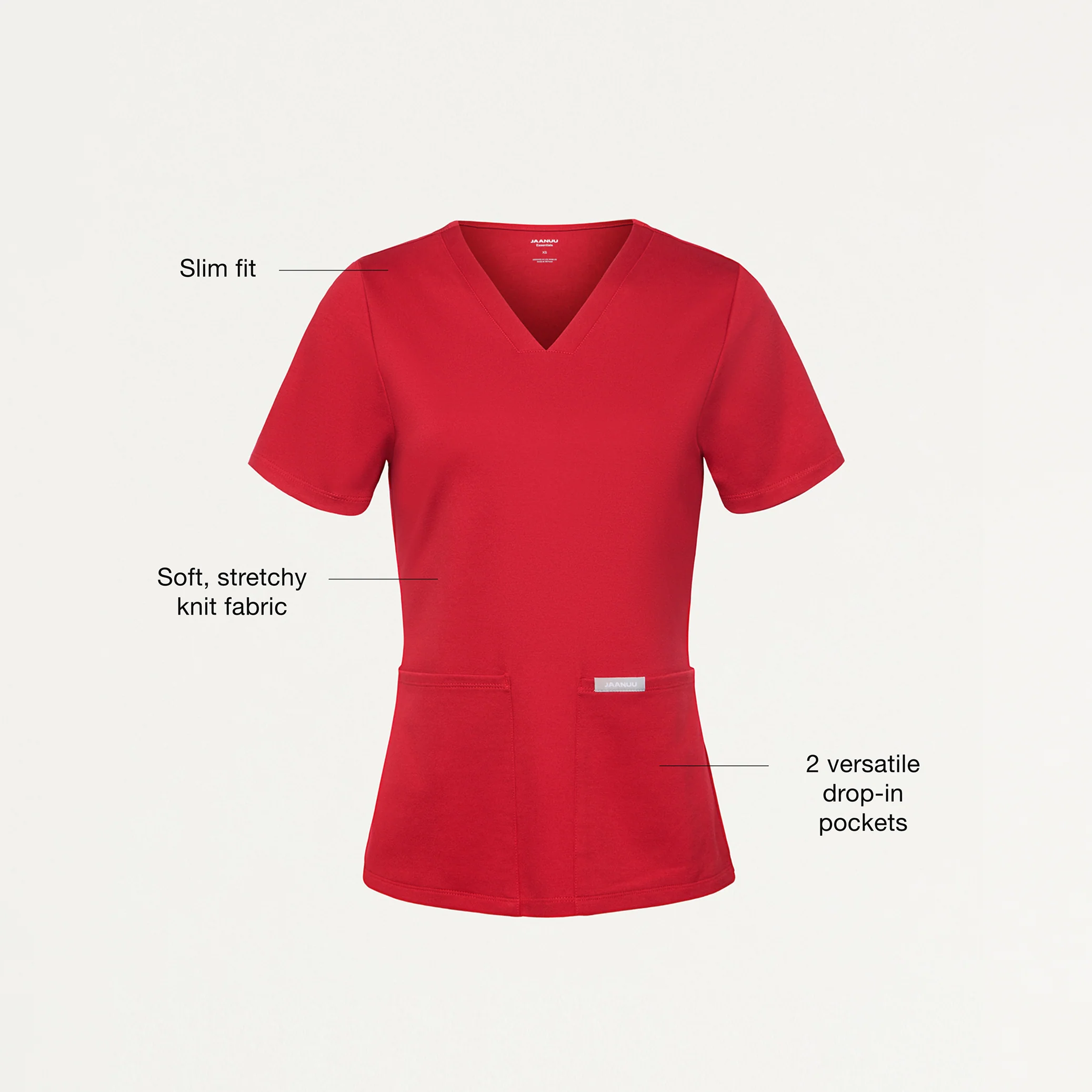 Jaanuu UltraSOFT™ Essential Comfort Women's 6-Pocket Scrub Set - Red - Image 3