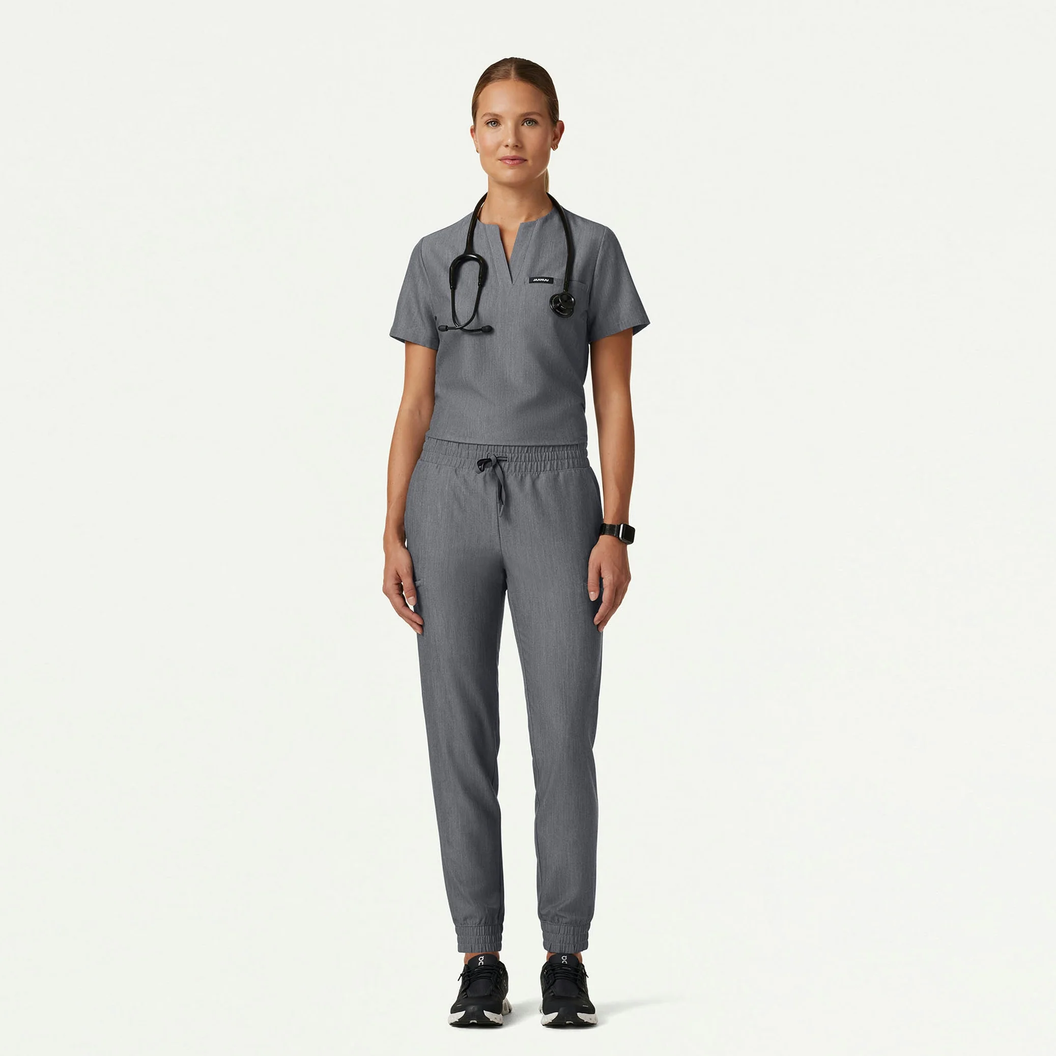 Jace Skinny 7-Pocket Scrub Jogger - Heather Gray - Image 3