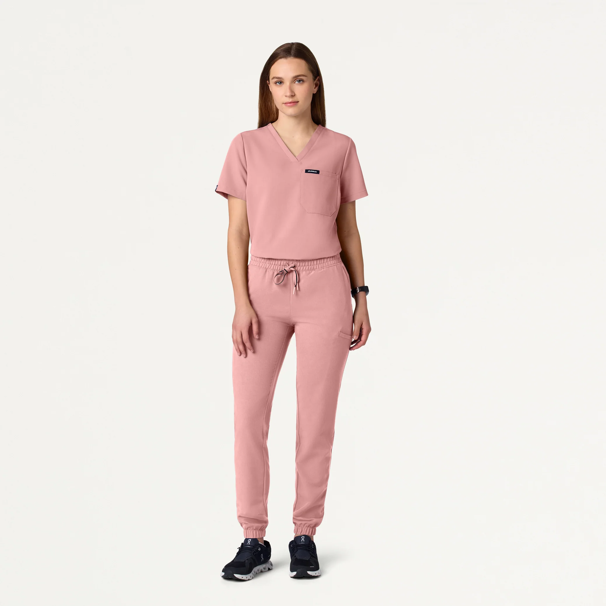 Jace Skinny 7-Pocket Scrub Jogger - Mauve - Image 3