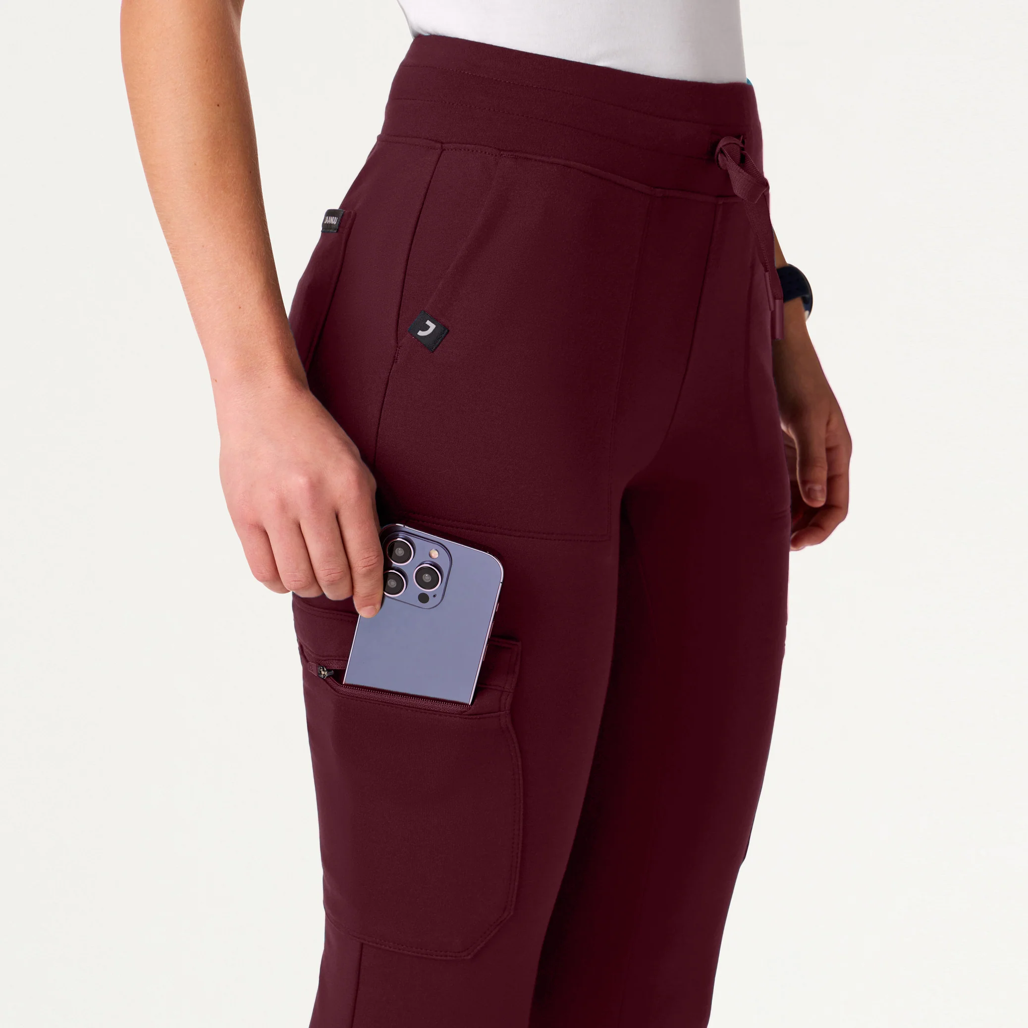 Kait 10-Pocket Skinny UltraSOFT™ Scrub Jogger - Burgundy - Image 5