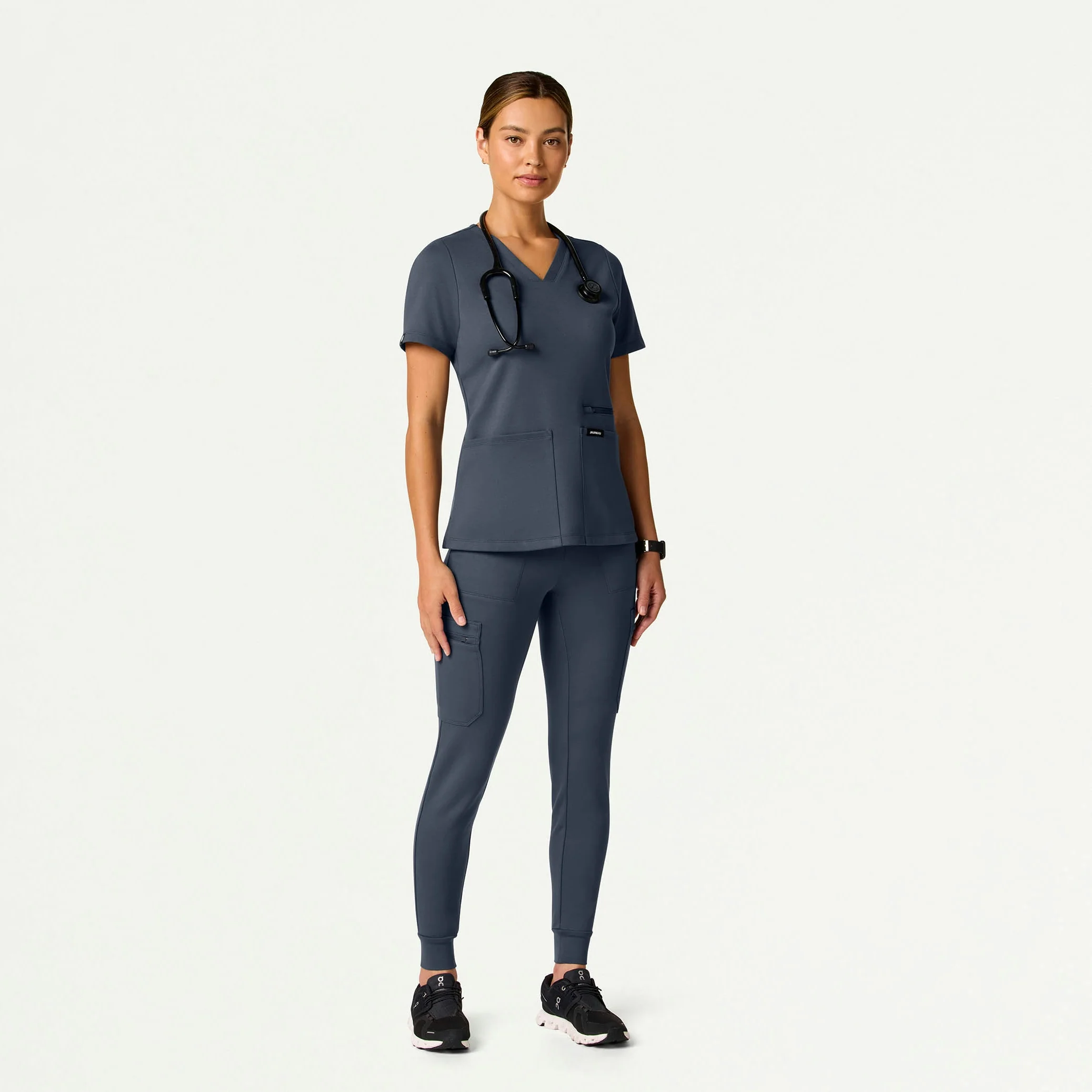 Kait 10-Pocket Skinny UltraSOFT™ Scrub Jogger - Carbon Gray - Image 3
