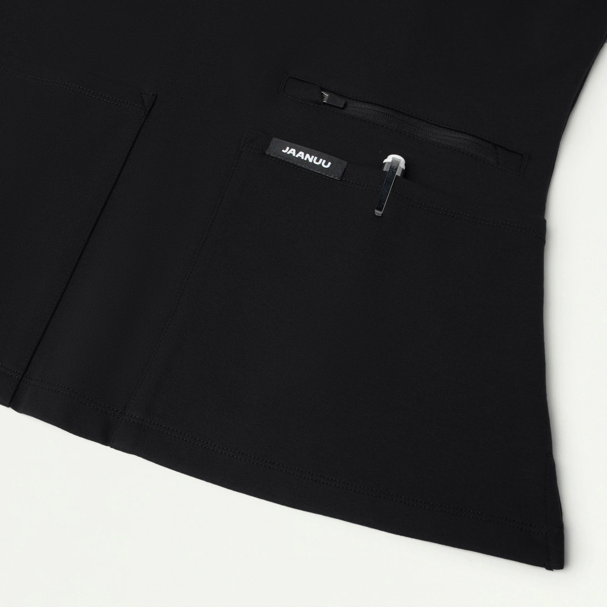 Kass Slim 4-Pocket UltraSOFT™ Scrub Top - Black - Image 7