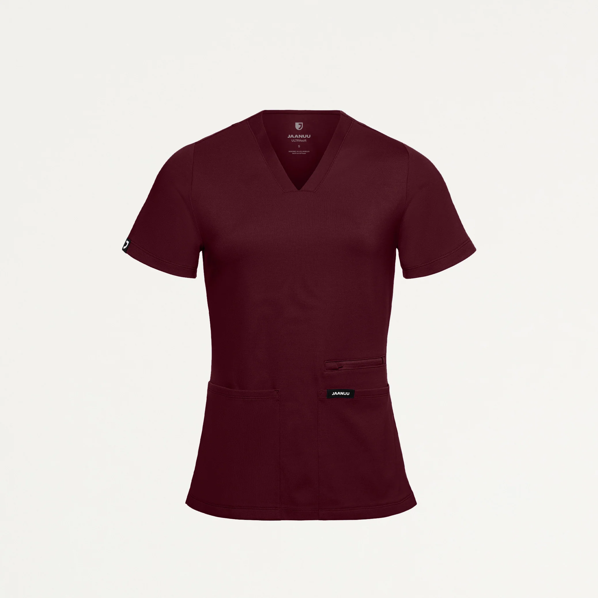 Kass Slim 4-Pocket UltraSOFT™ Scrub Top - Burgundy - Image 2