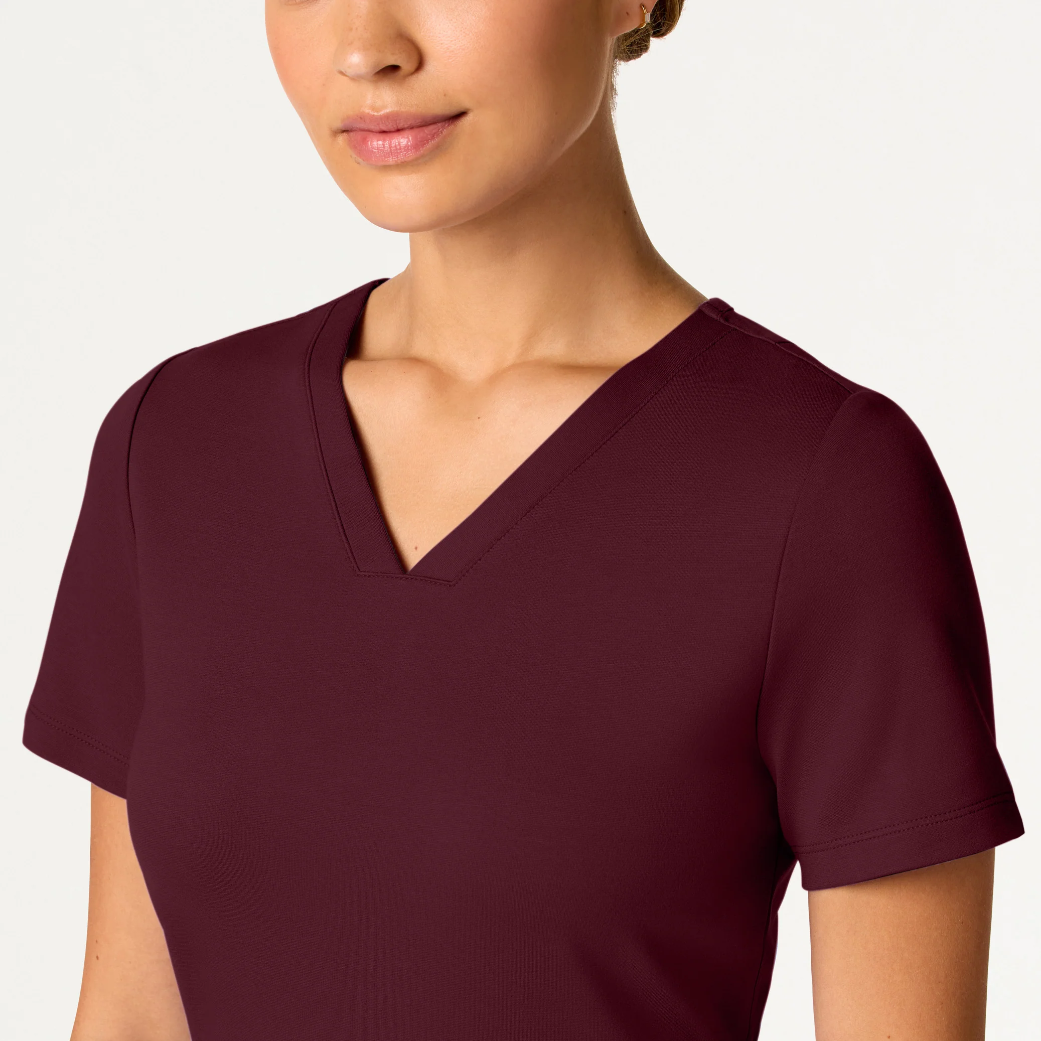 Kass Slim 4-Pocket UltraSOFT™ Scrub Top - Burgundy - Image 5