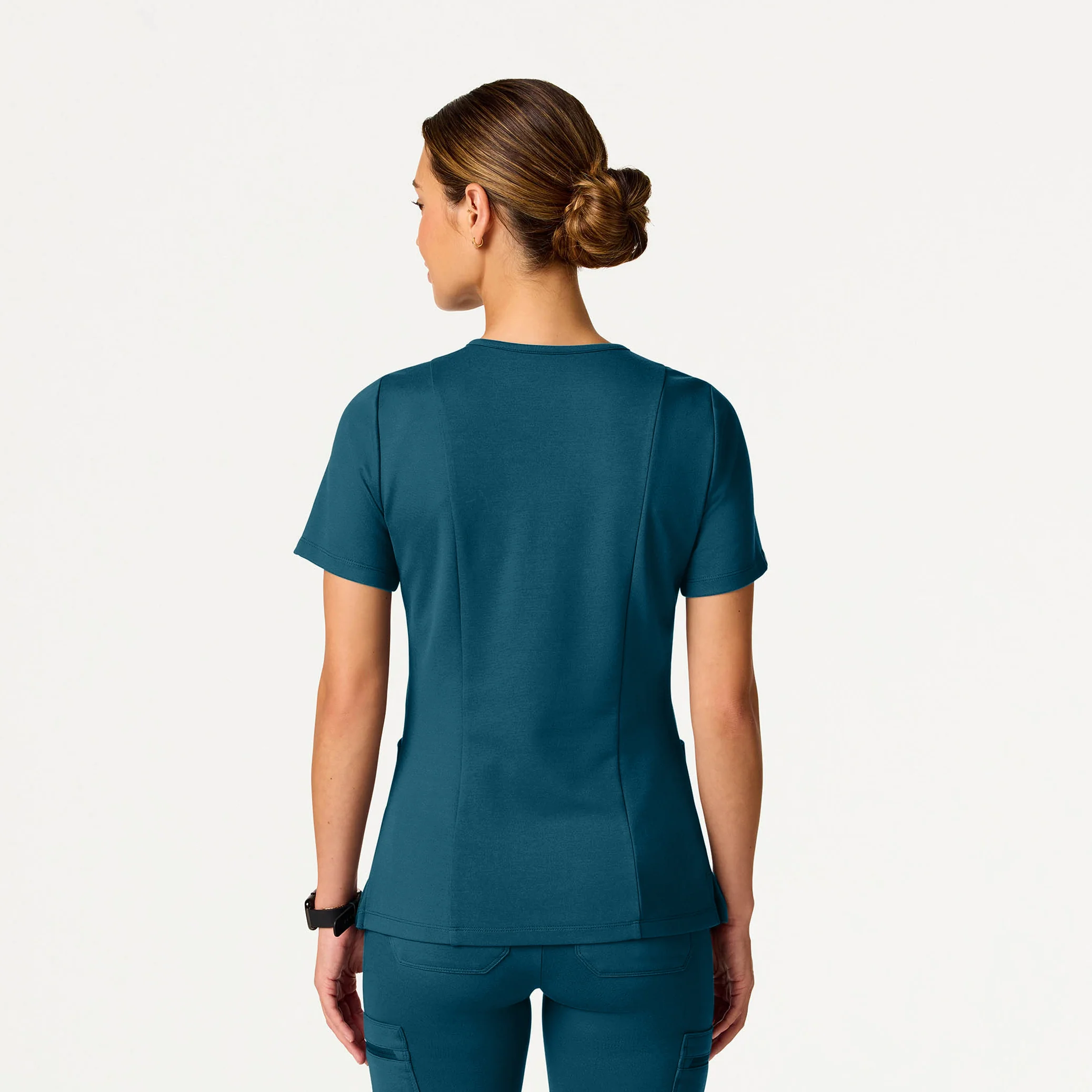 Kass Slim 4-Pocket UltraSOFT™ Scrub Top - Caribbean Blue - Image 3