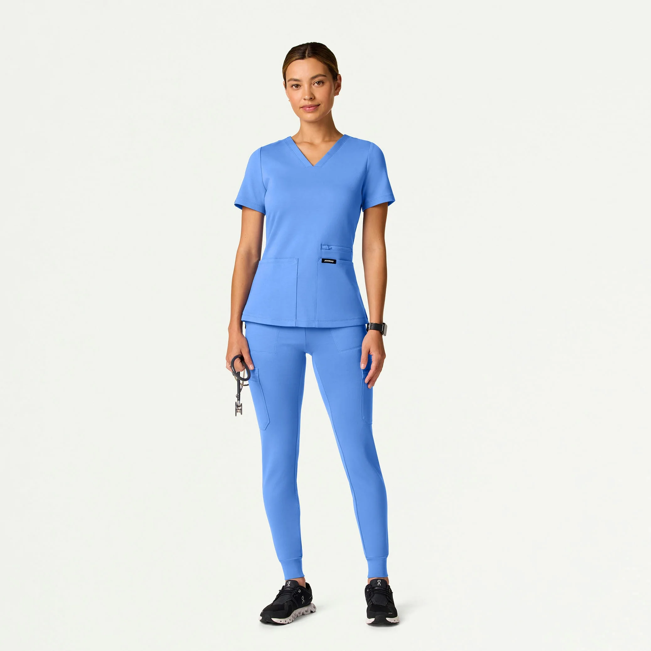 Kass Slim 4-Pocket UltraSOFT™ Scrub Top - Ceil Blue - Image 3