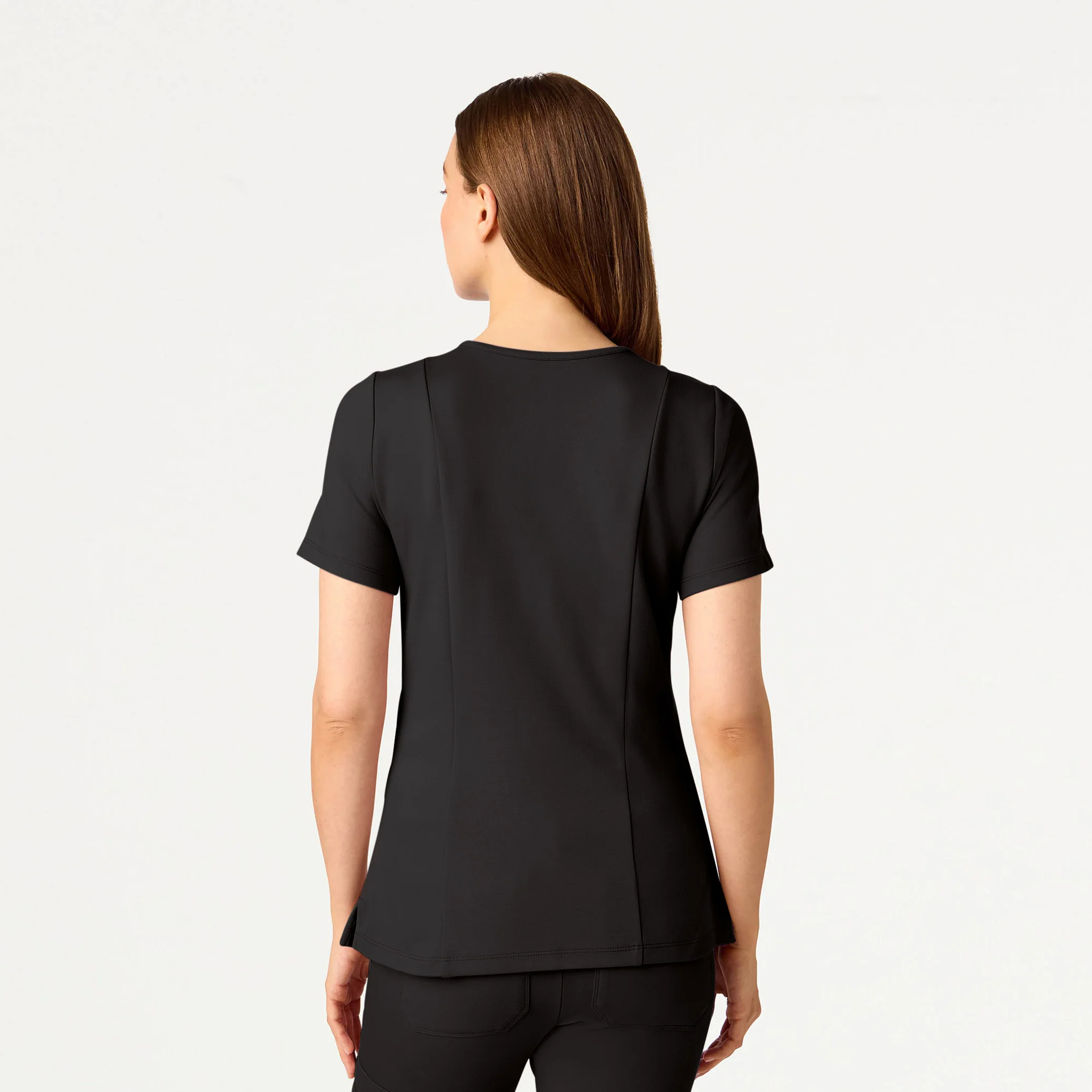 Kass Slim 4-Pocket UltraSOFT™ Scrub Top - Charcoal - Image 3