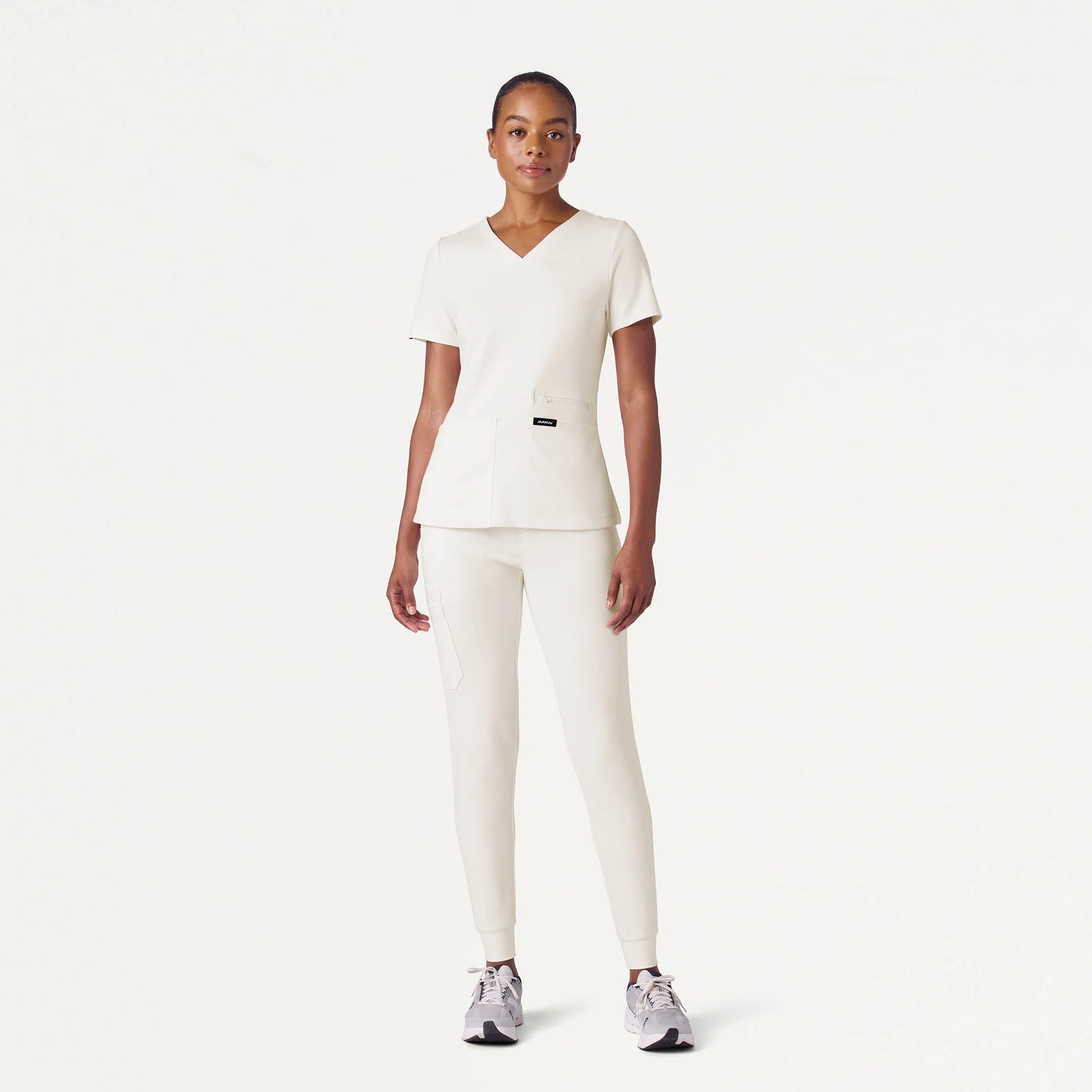 Kass Slim 4-Pocket UltraSOFT™ Scrub Top - Frost - Image 2