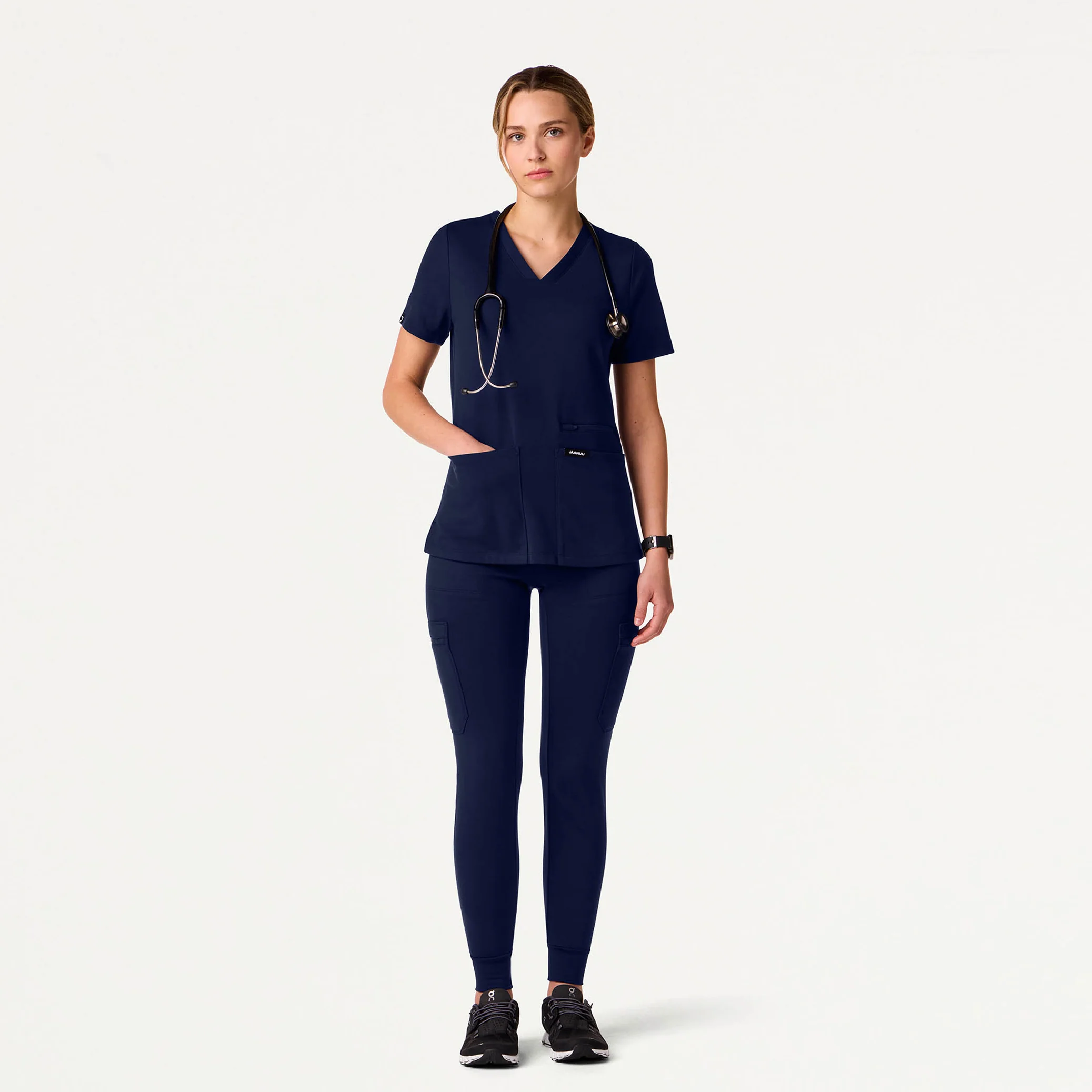 Kass Slim 4-Pocket UltraSOFT™ Scrub Top - Midnight Navy - Image 2