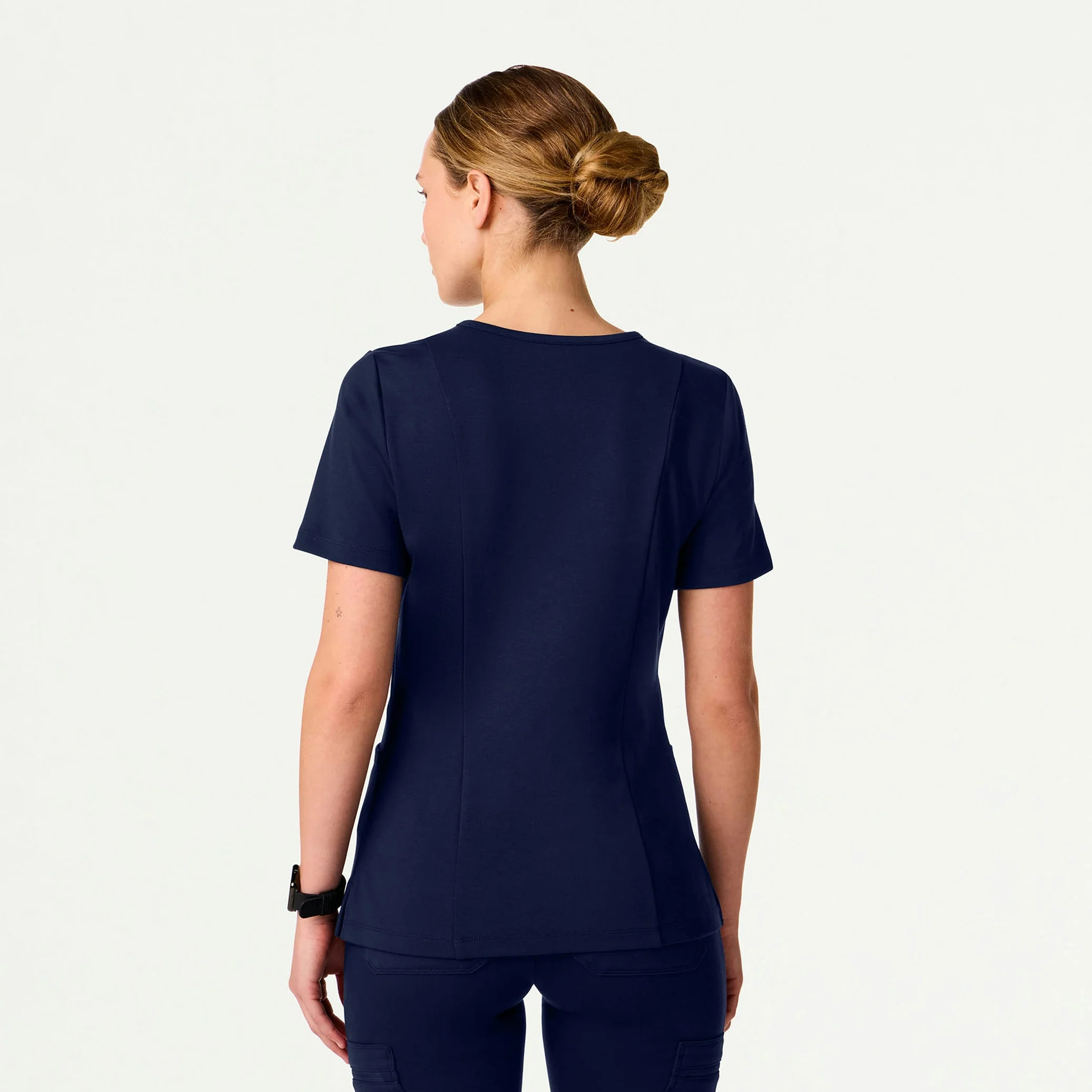 Kass Slim 4-Pocket UltraSOFT™ Scrub Top - Midnight Navy - Image 3