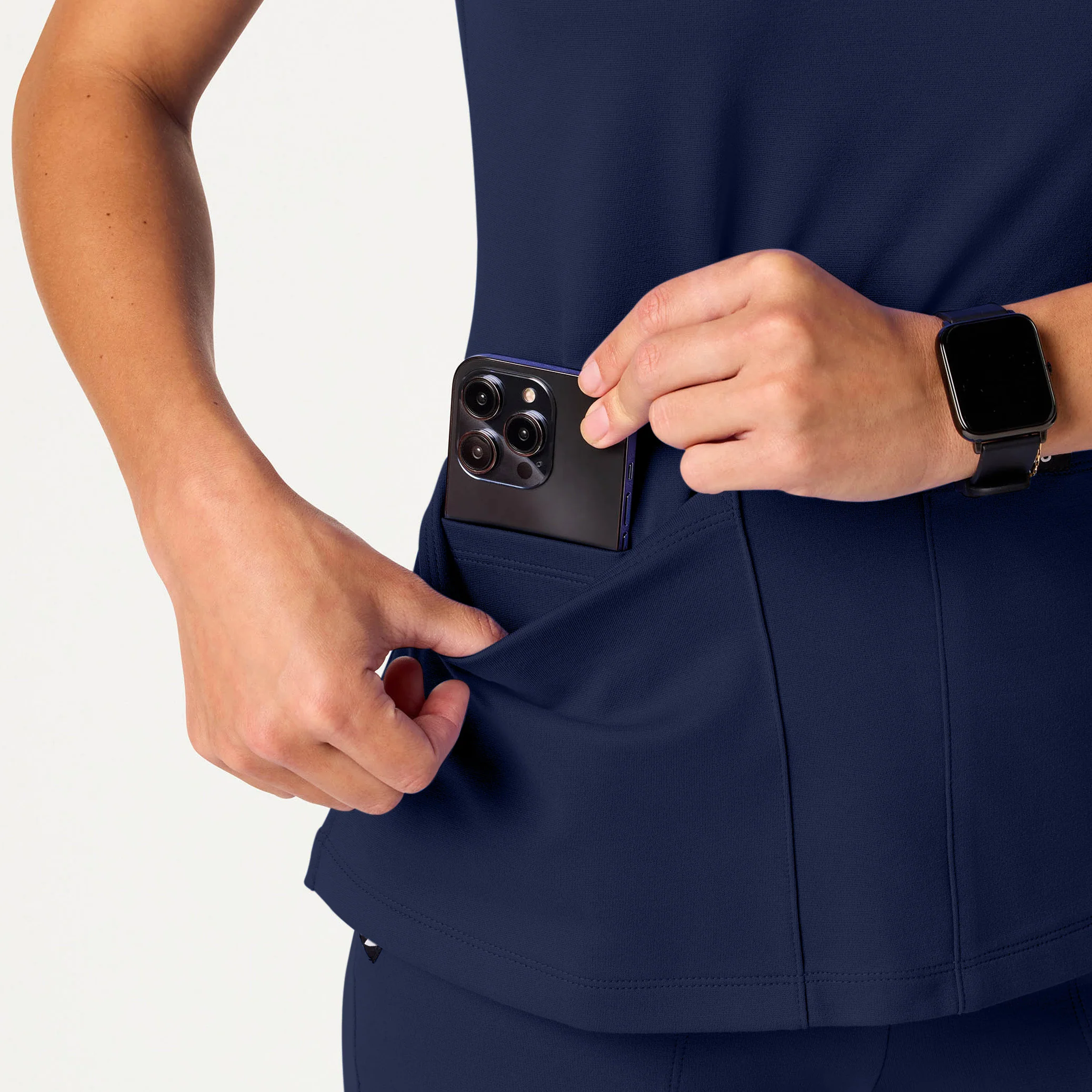 Kass Slim 4-Pocket UltraSOFT™ Scrub Top - Midnight Navy - Image 5