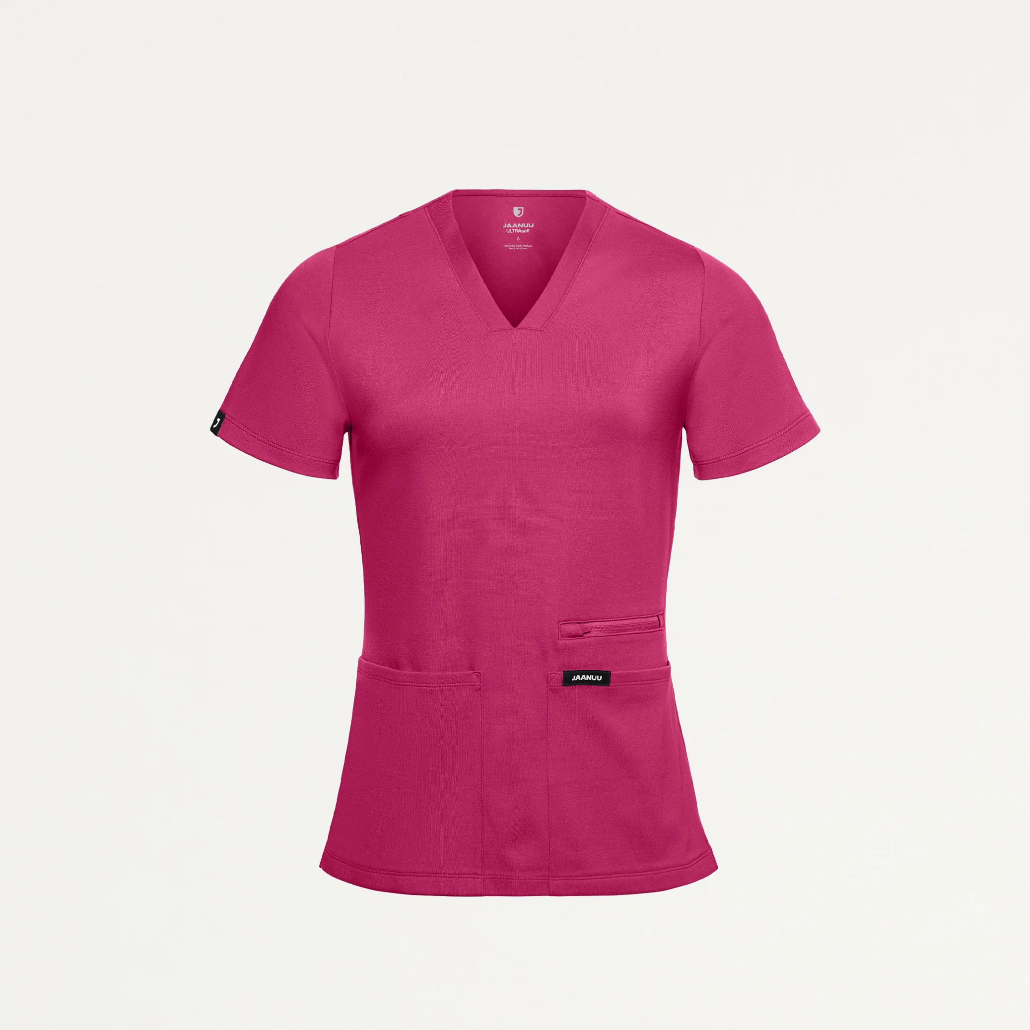 Kass Slim 4-Pocket UltraSOFT™ Scrub Top - Wild Berry - Image 2