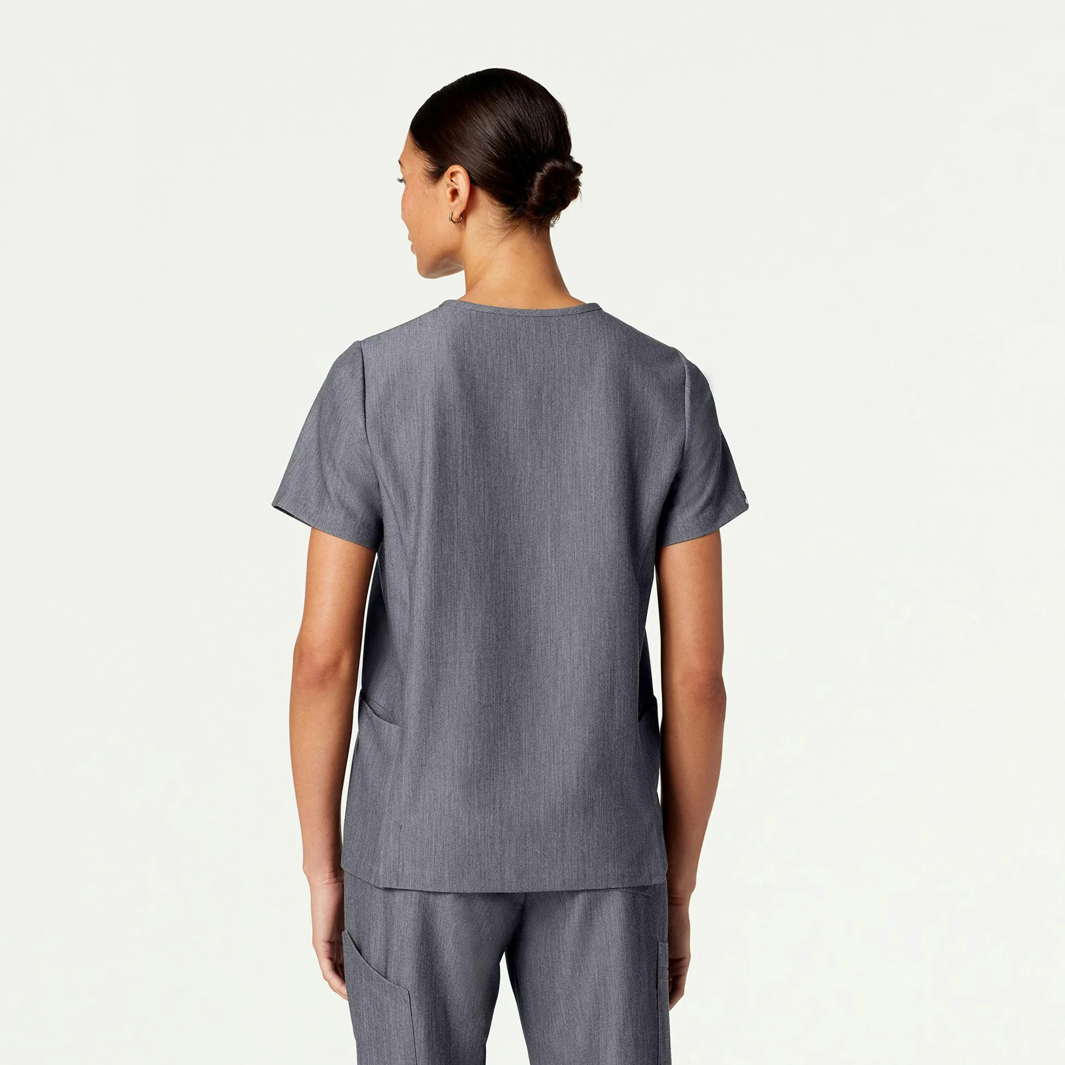 Magna 3-Pocket Scrub Top - Heather Gray - Image 4