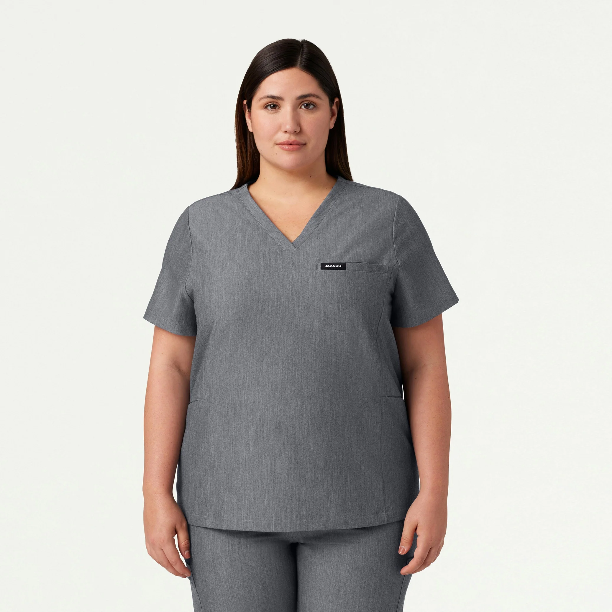 Magna 3-Pocket Scrub Top - Heather Gray - Image 5