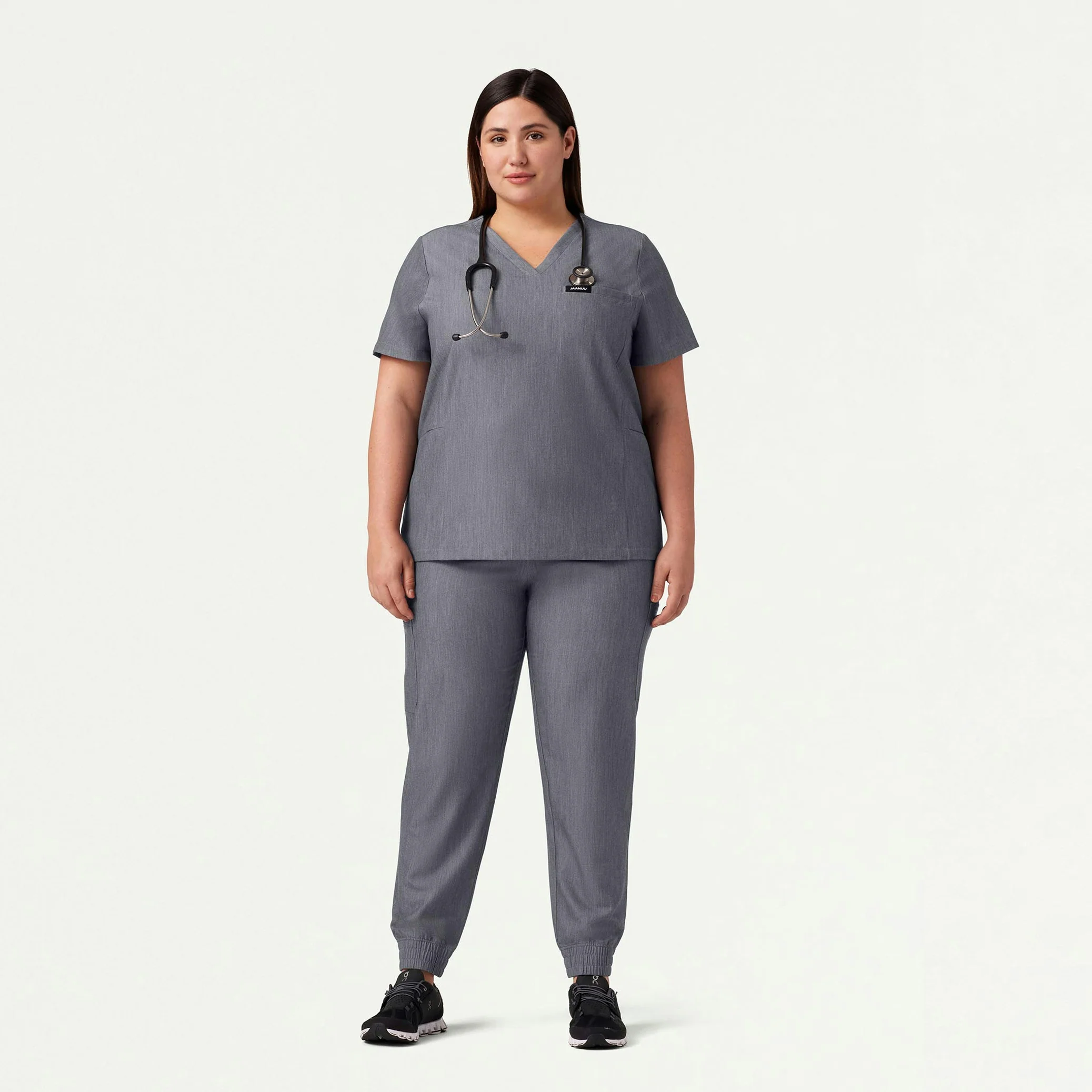 Magna 3-Pocket Scrub Top - Heather Gray - Image 6