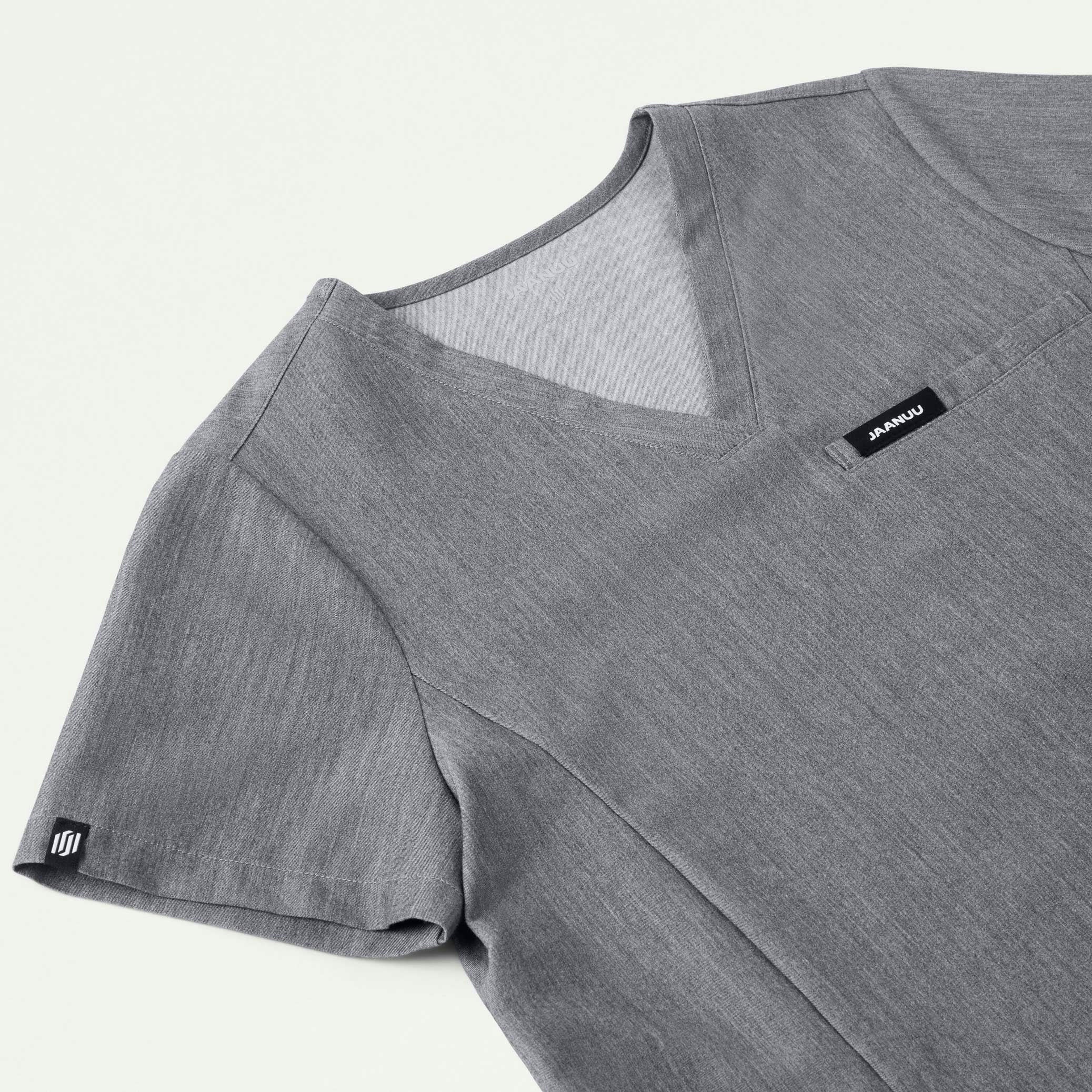 Magna 3-Pocket Scrub Top - Heather Gray - Image 7