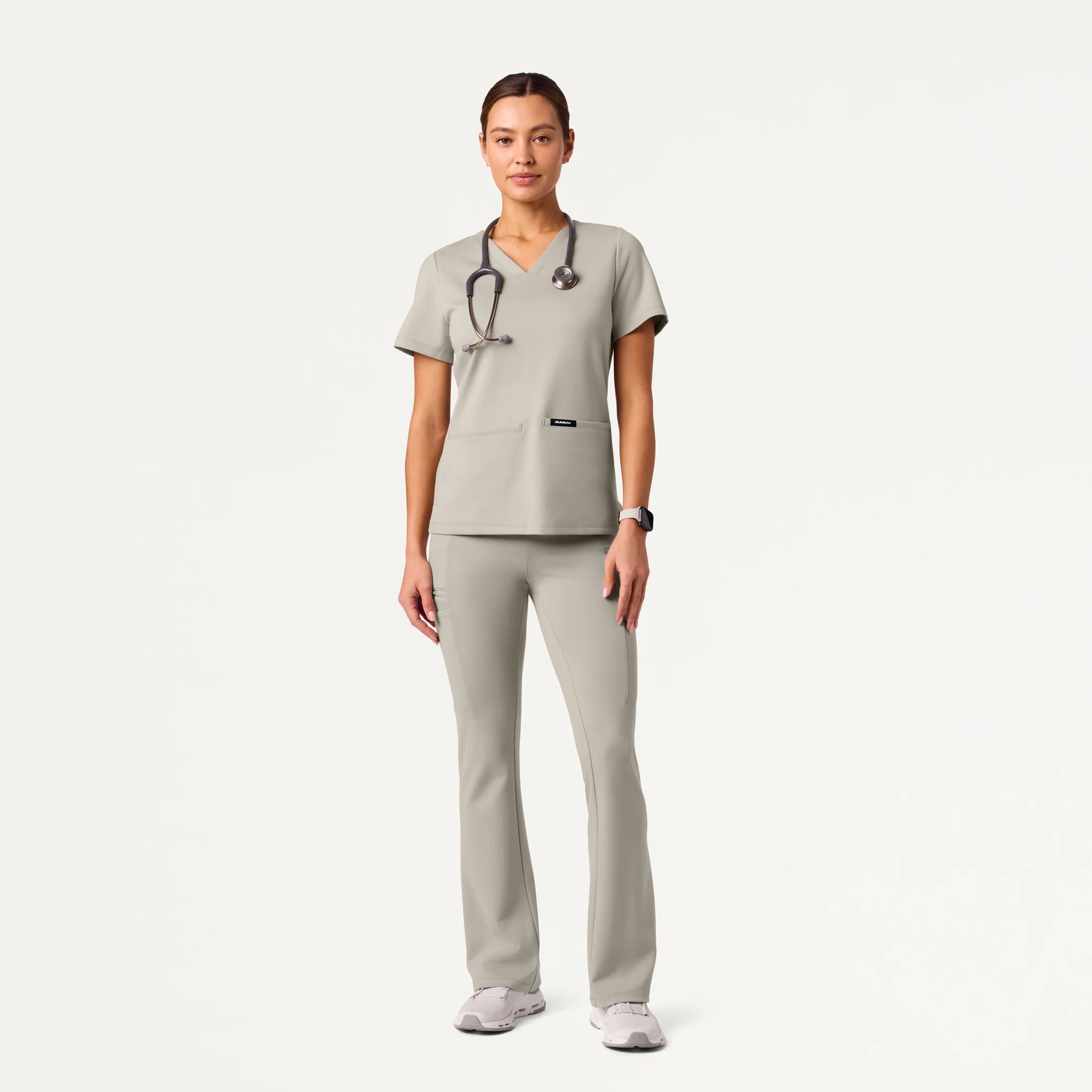 Perri UltraSOFT™ Yoga Scrub Pant - Fog - Image 3