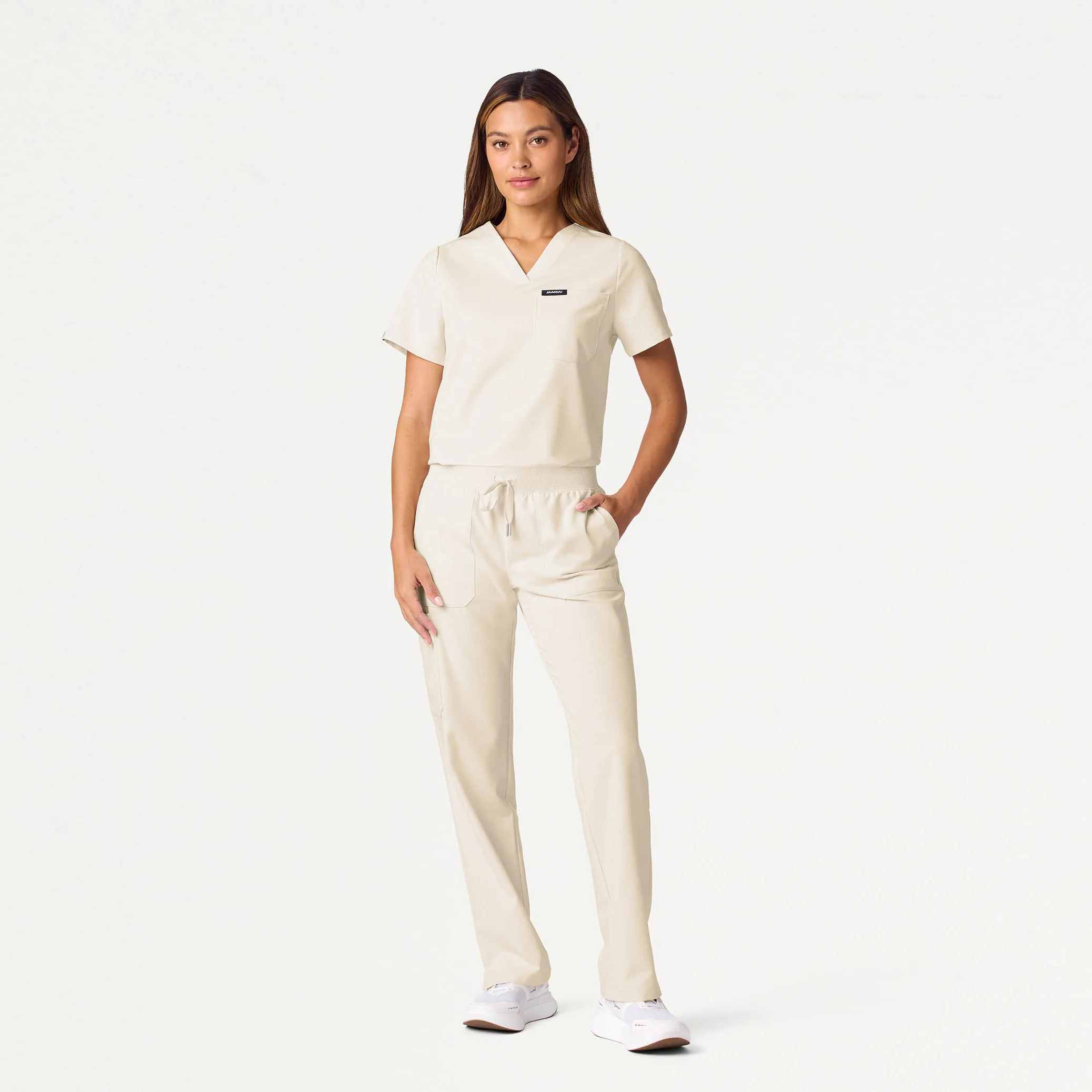 Rhena Essential 1-Pocket Scrub Top - Birch - Image 2