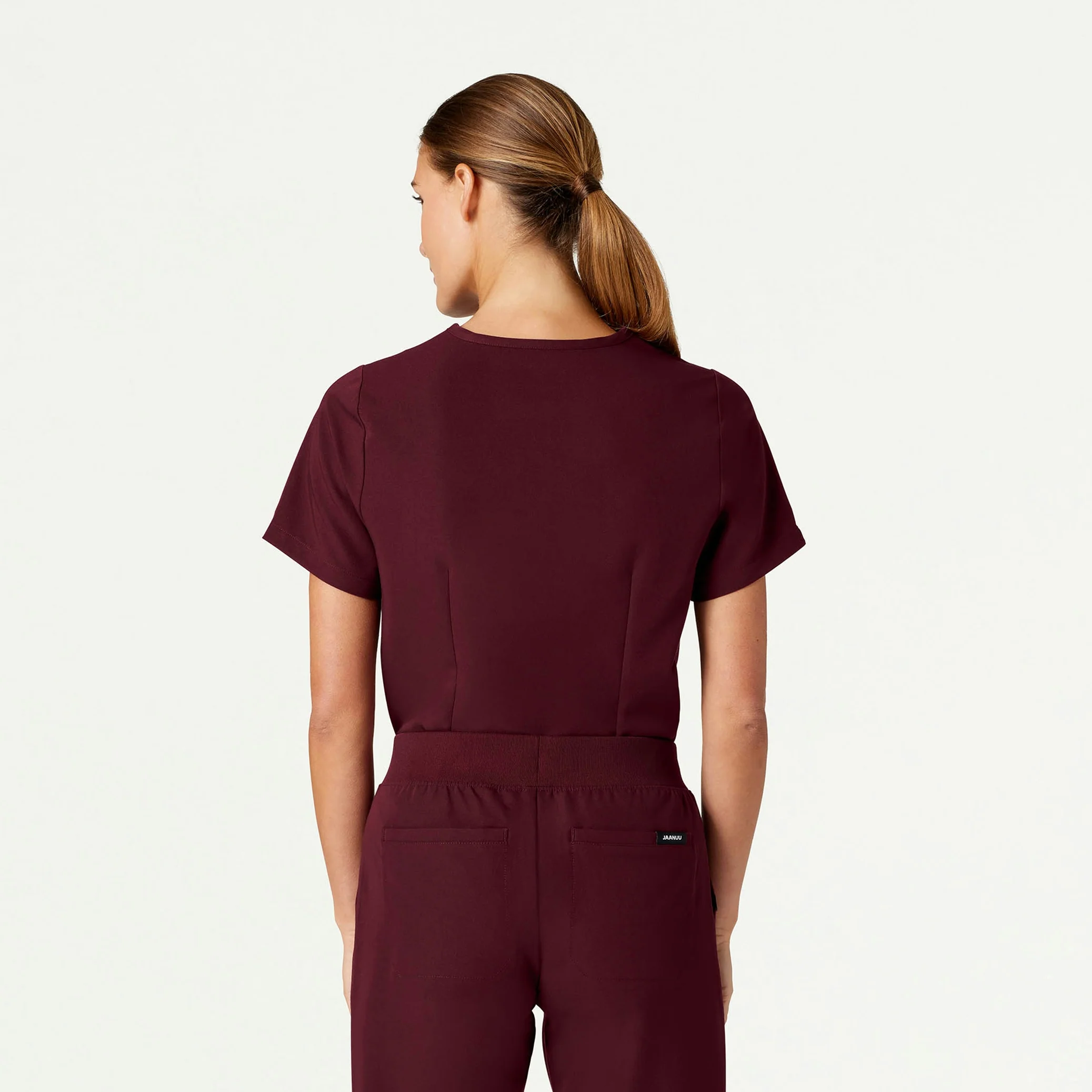 Rhena Essential 1-Pocket Scrub Top - Burgundy - Image 3