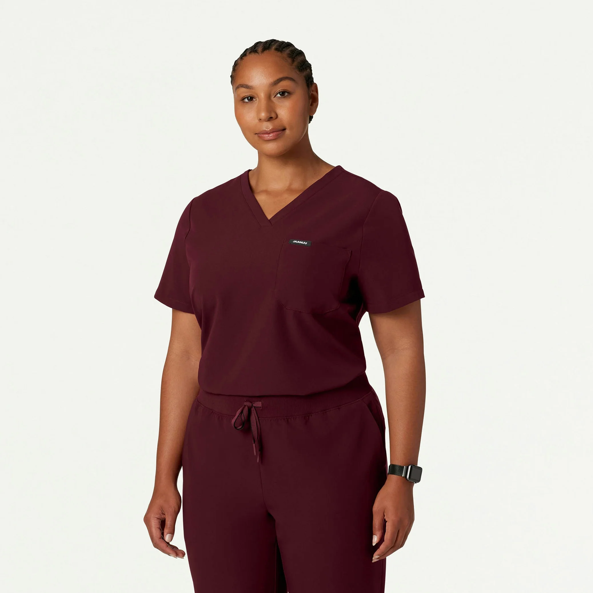 Rhena Essential 1-Pocket Scrub Top - Burgundy - Image 5