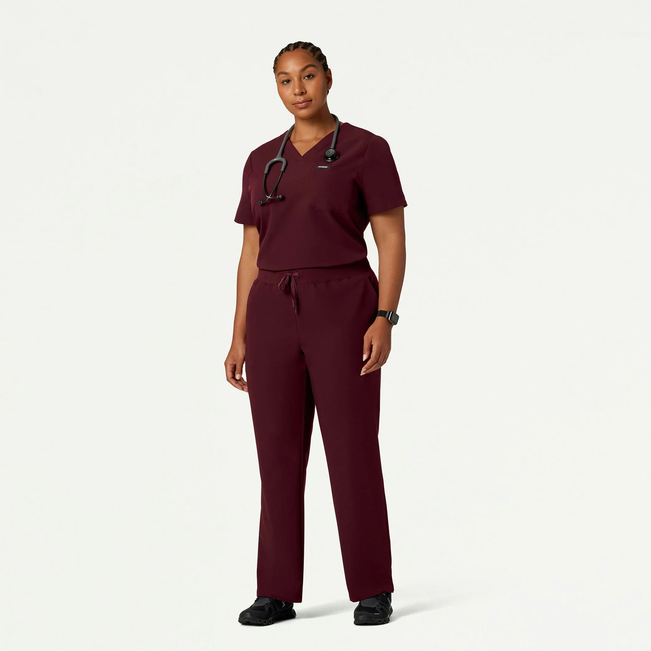 Rhena Essential 1-Pocket Scrub Top - Burgundy - Image 6
