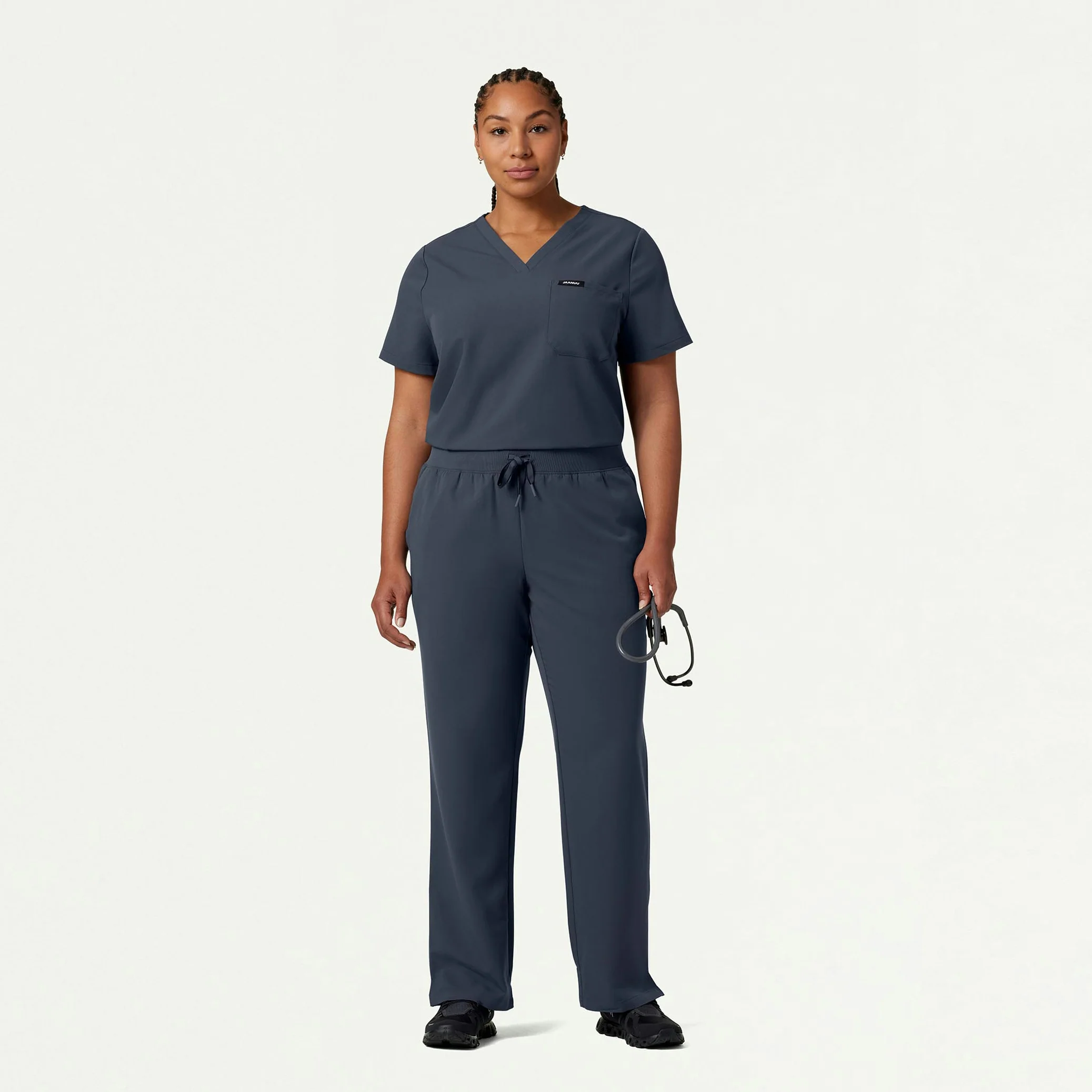 Rhena Essential 1-Pocket Scrub Top - Carbon Gray - Image 6