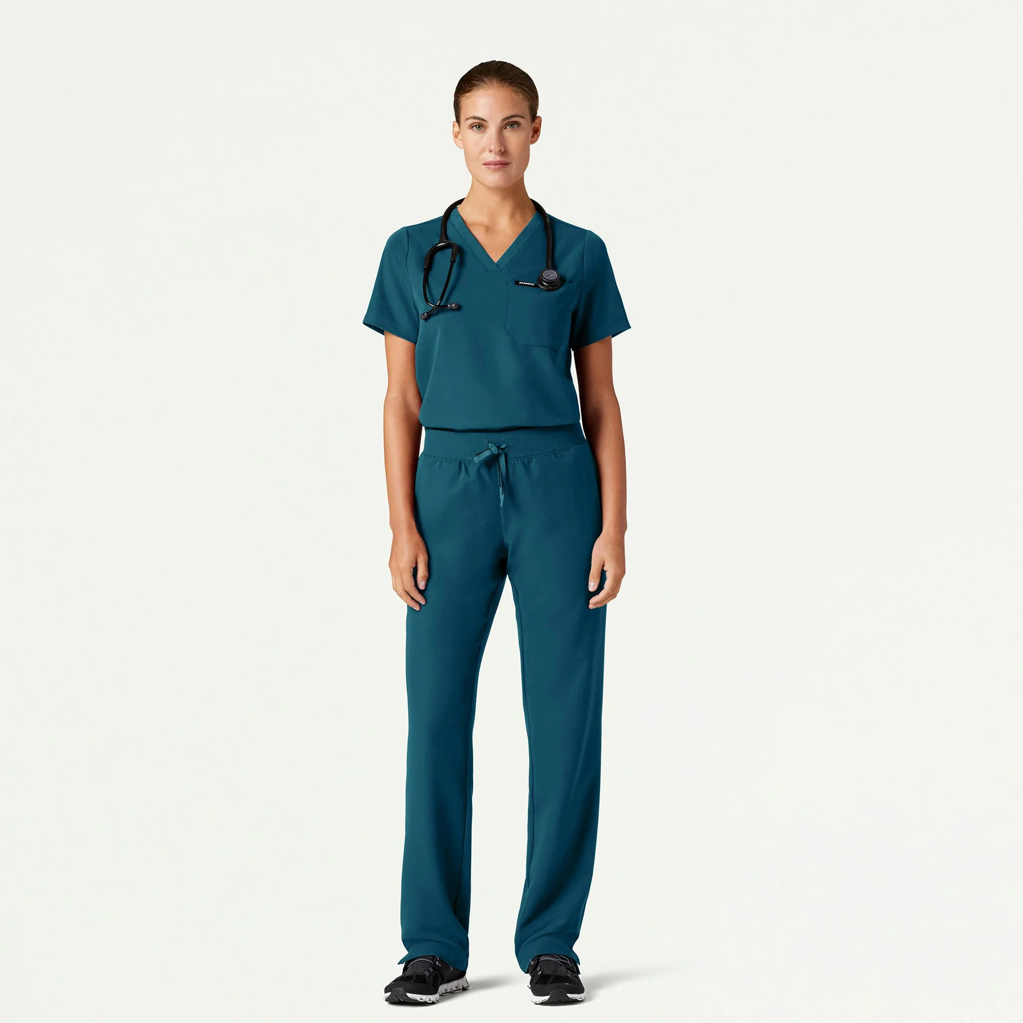 Rhena Essential 1-Pocket Scrub Top - Caribbean Blue - Image 3