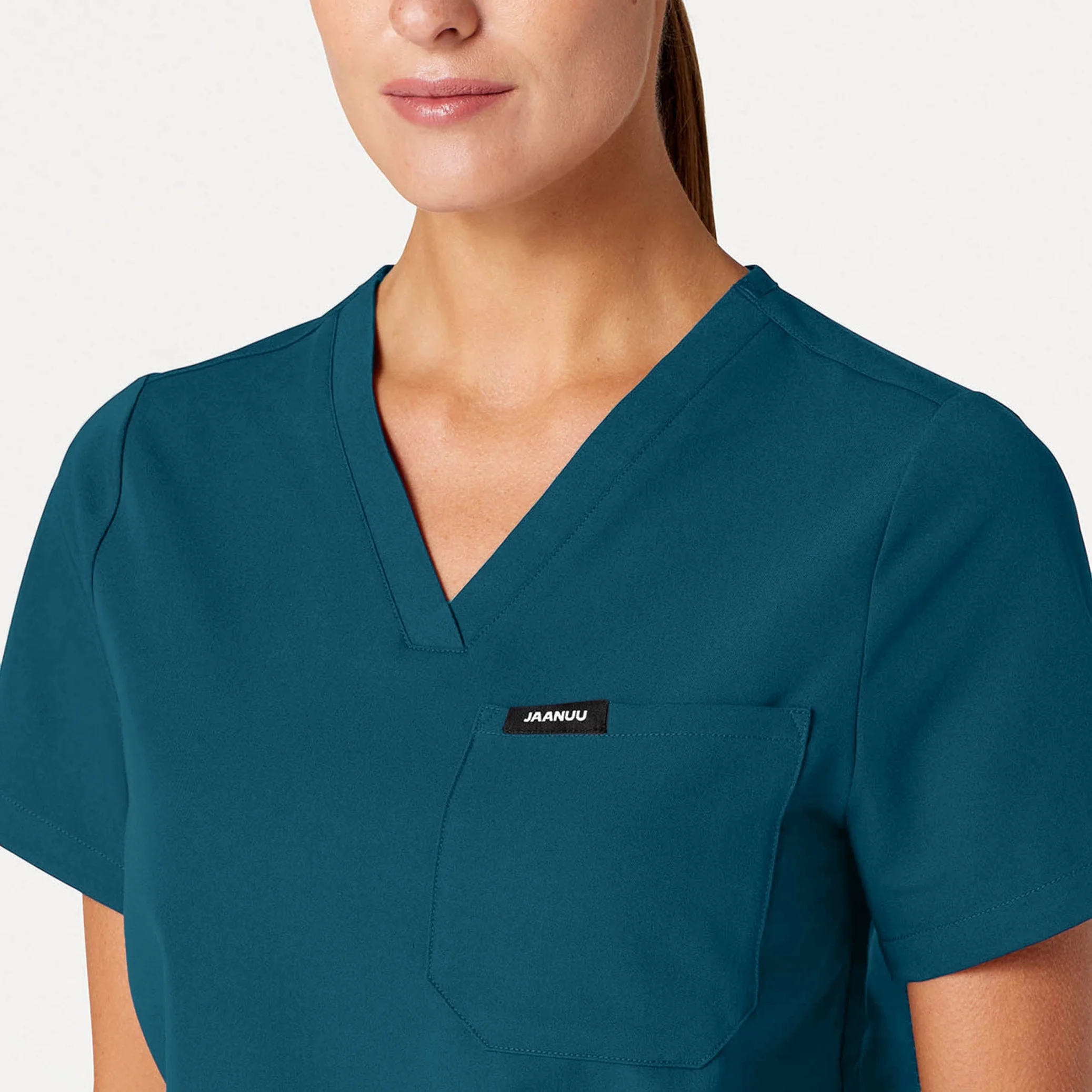 Rhena Essential 1-Pocket Scrub Top - Caribbean Blue - Image 5
