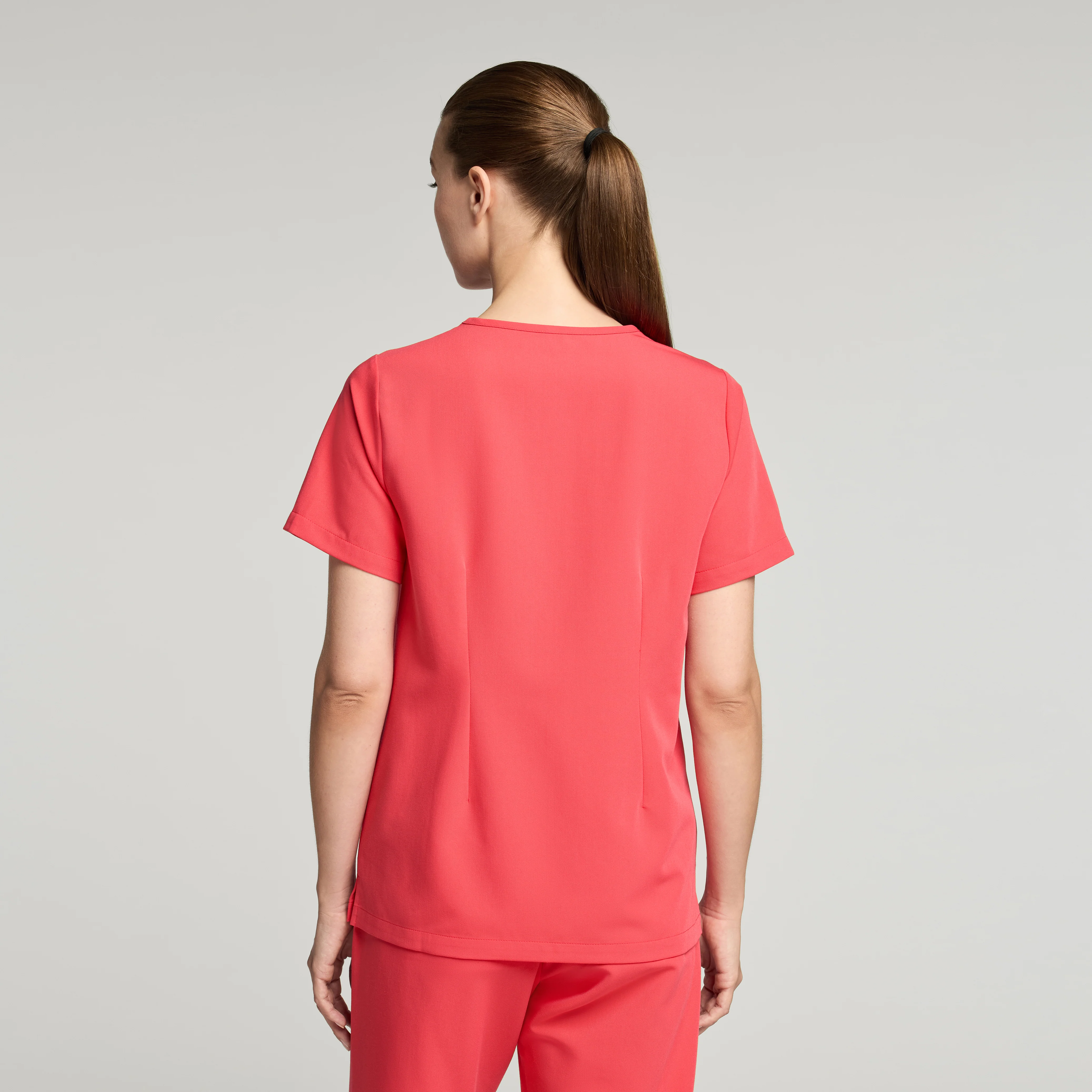 Rhena Essential 1-Pocket Scrub Top - Coral - Image 4