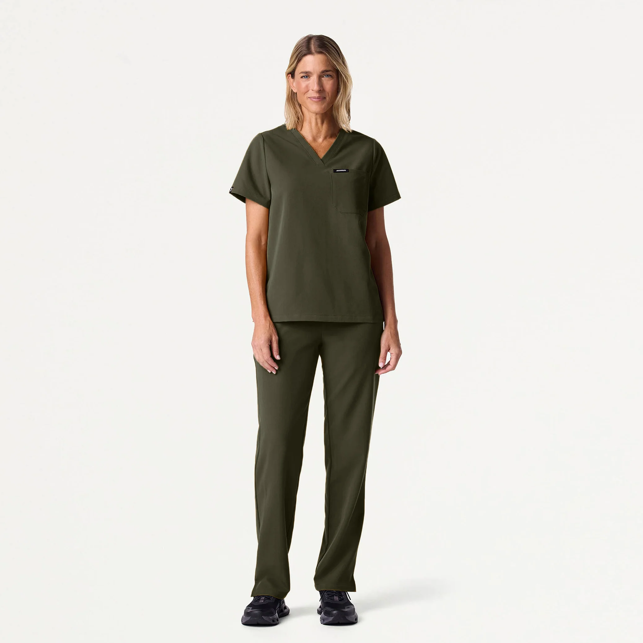 Rhena Essential 1-Pocket Scrub Top - Deep Olive - Image 2