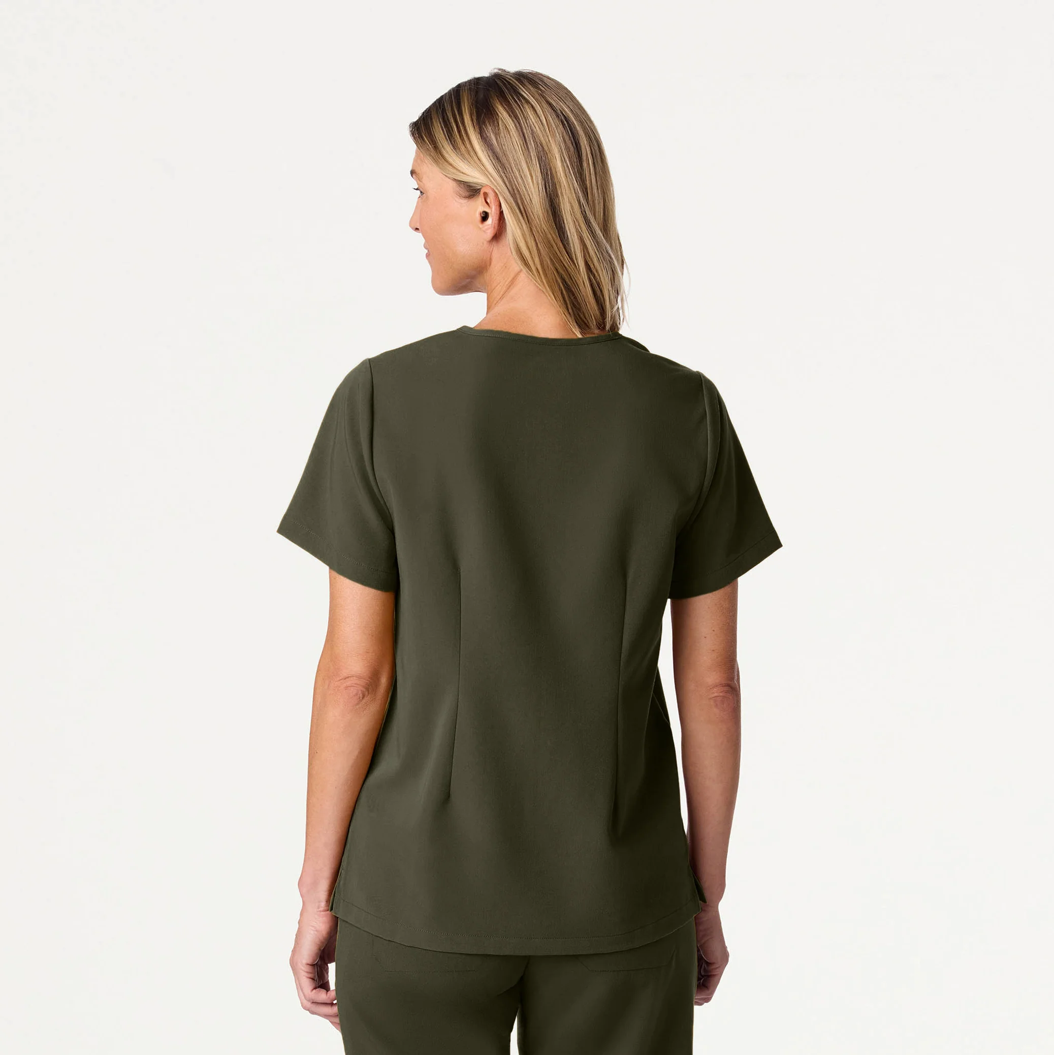 Rhena Essential 1-Pocket Scrub Top - Deep Olive - Image 4