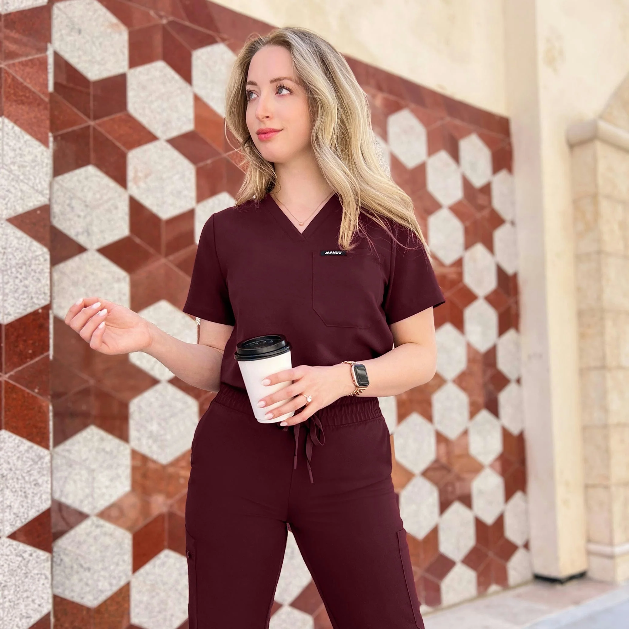 Rhena Essential 1-Pocket Scrub Top - Heather Gray - Image 10
