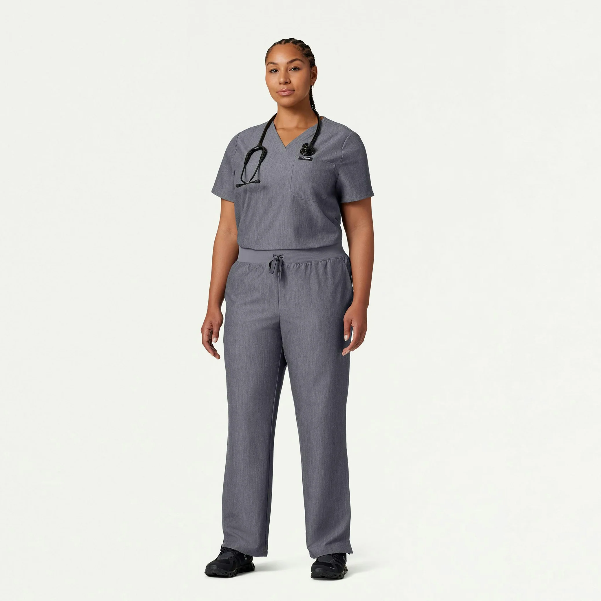 Rhena Essential 1-Pocket Scrub Top - Heather Gray - Image 7