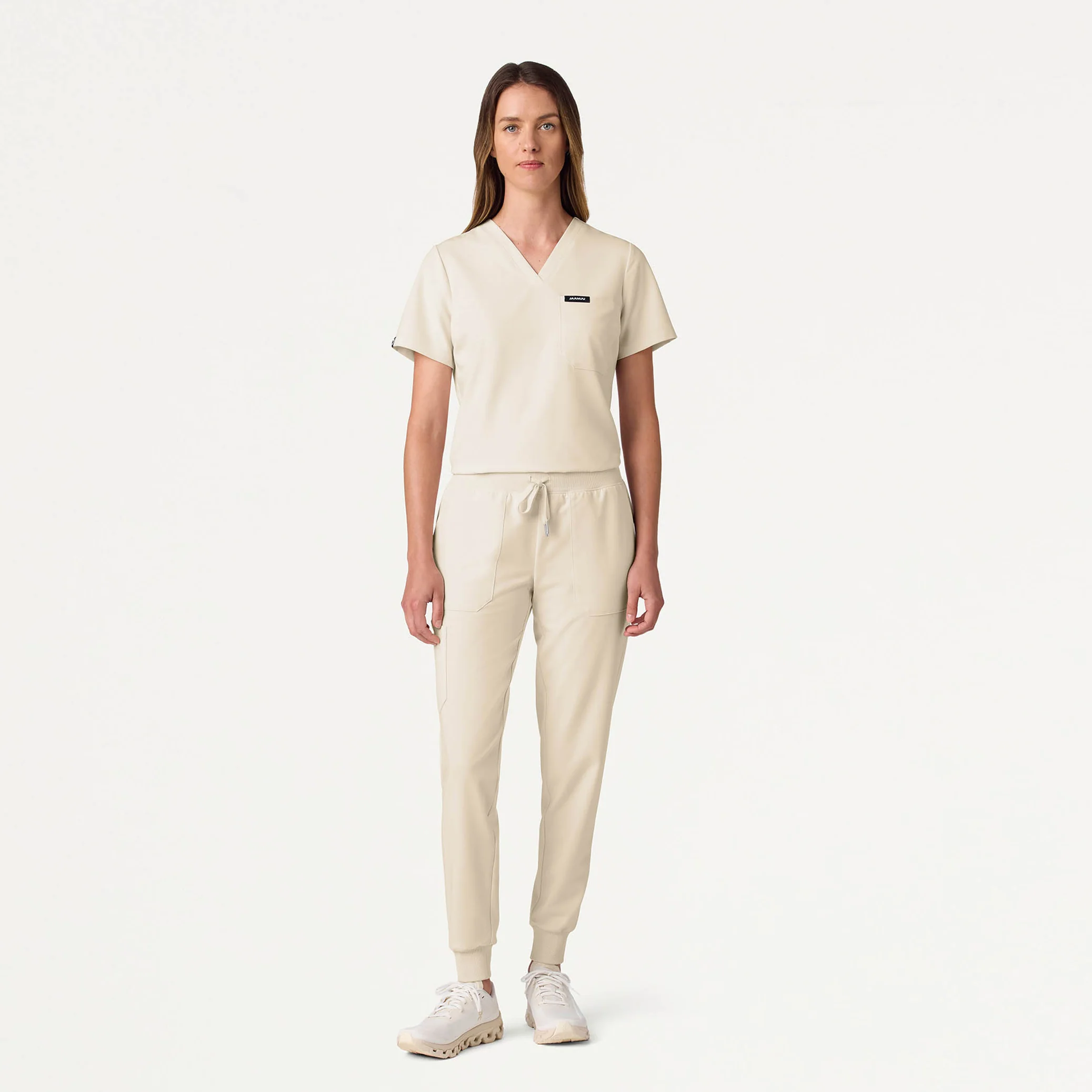 Rhena Slim Essential 1-Pocket Scrub Top - Birch - Image 2