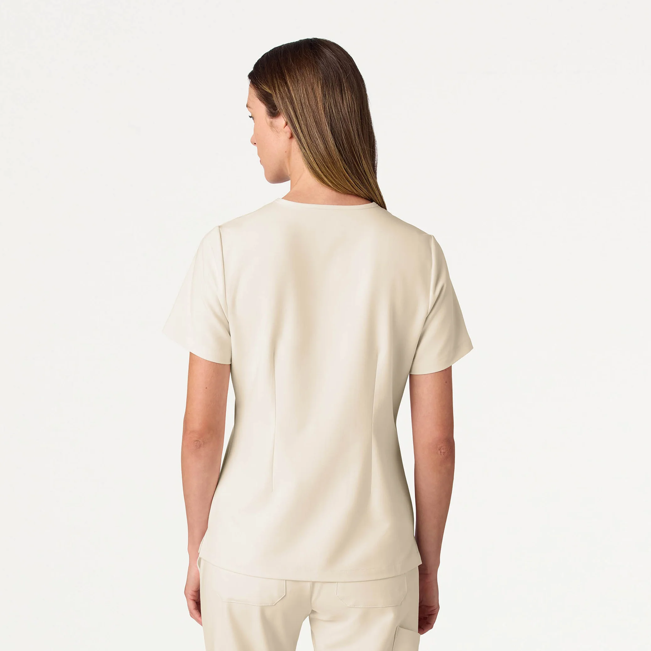 Rhena Slim Essential 1-Pocket Scrub Top - Birch - Image 4