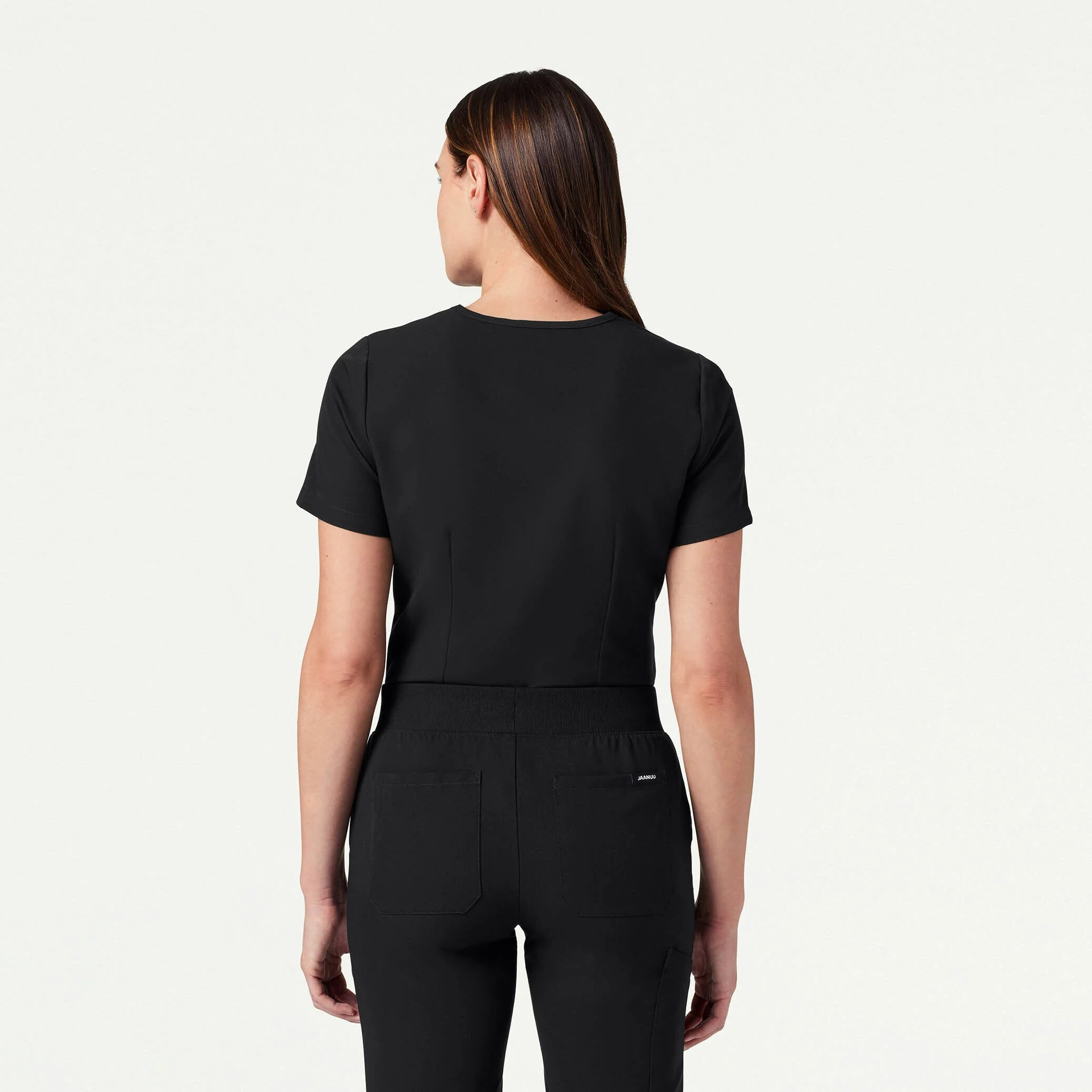 Rhena Slim Essential 1-Pocket Scrub Top - Black - Image 3