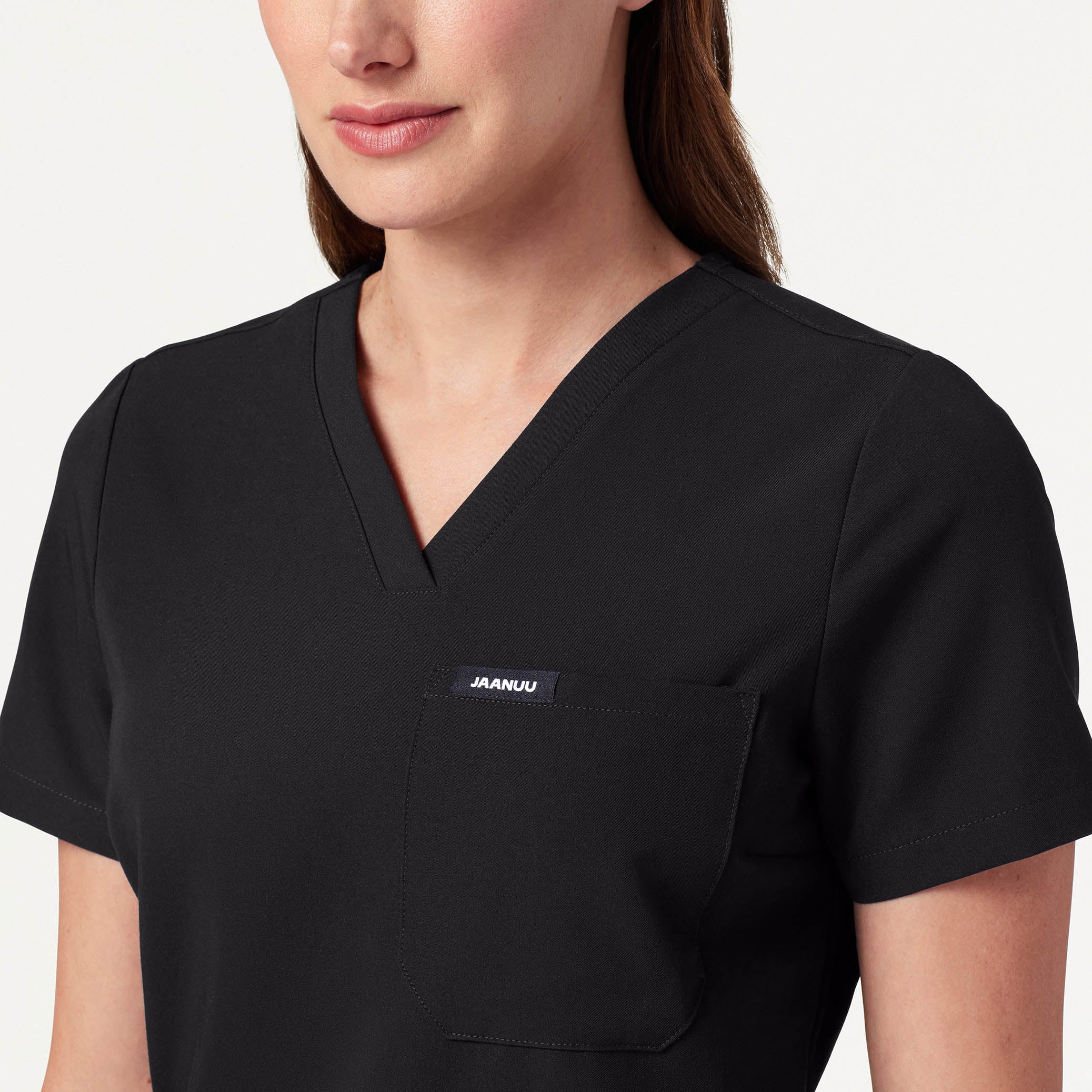 Rhena Slim Essential 1-Pocket Scrub Top - Black - Image 4