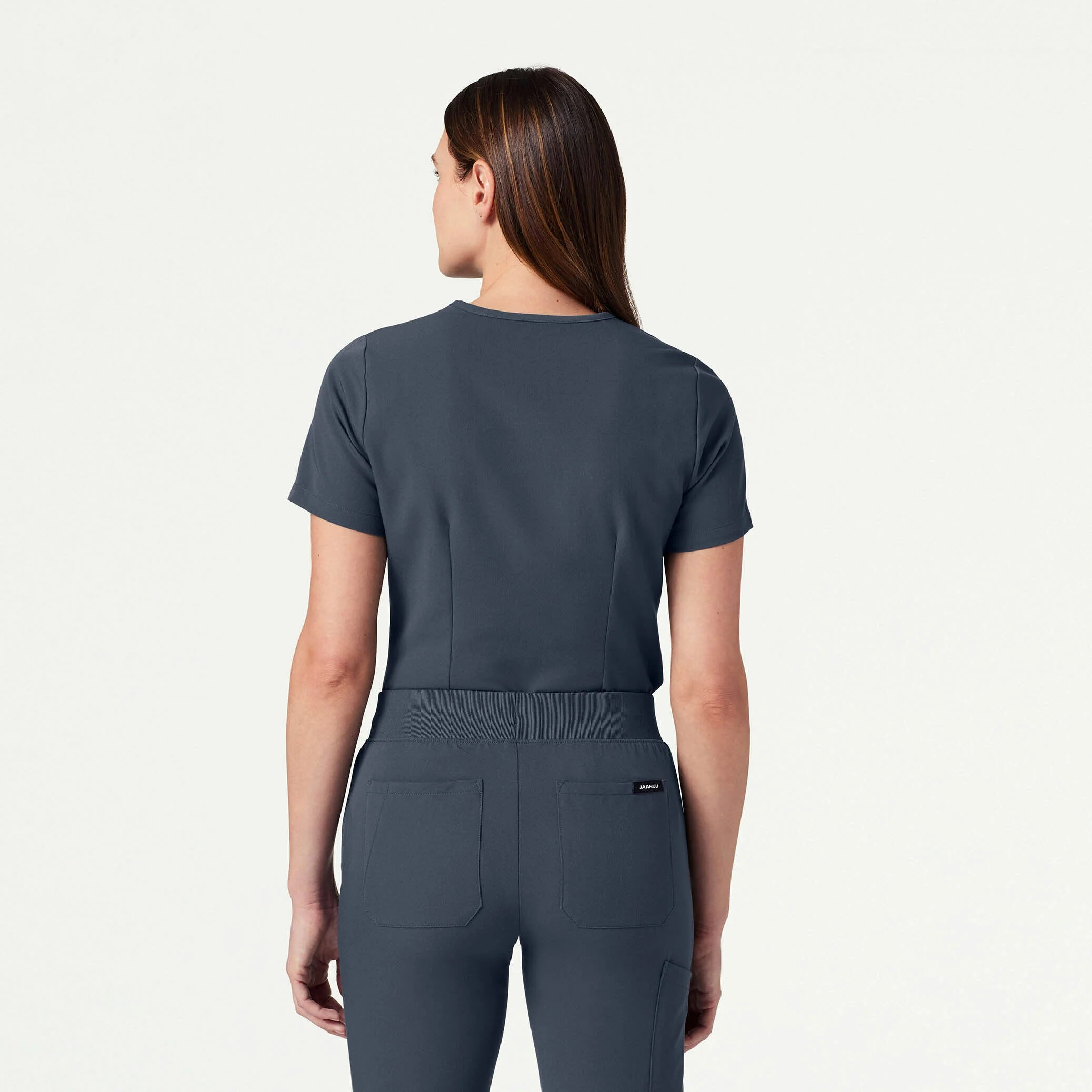 Rhena Slim Essential 1-Pocket Scrub Top - Carbon Gray - Image 3