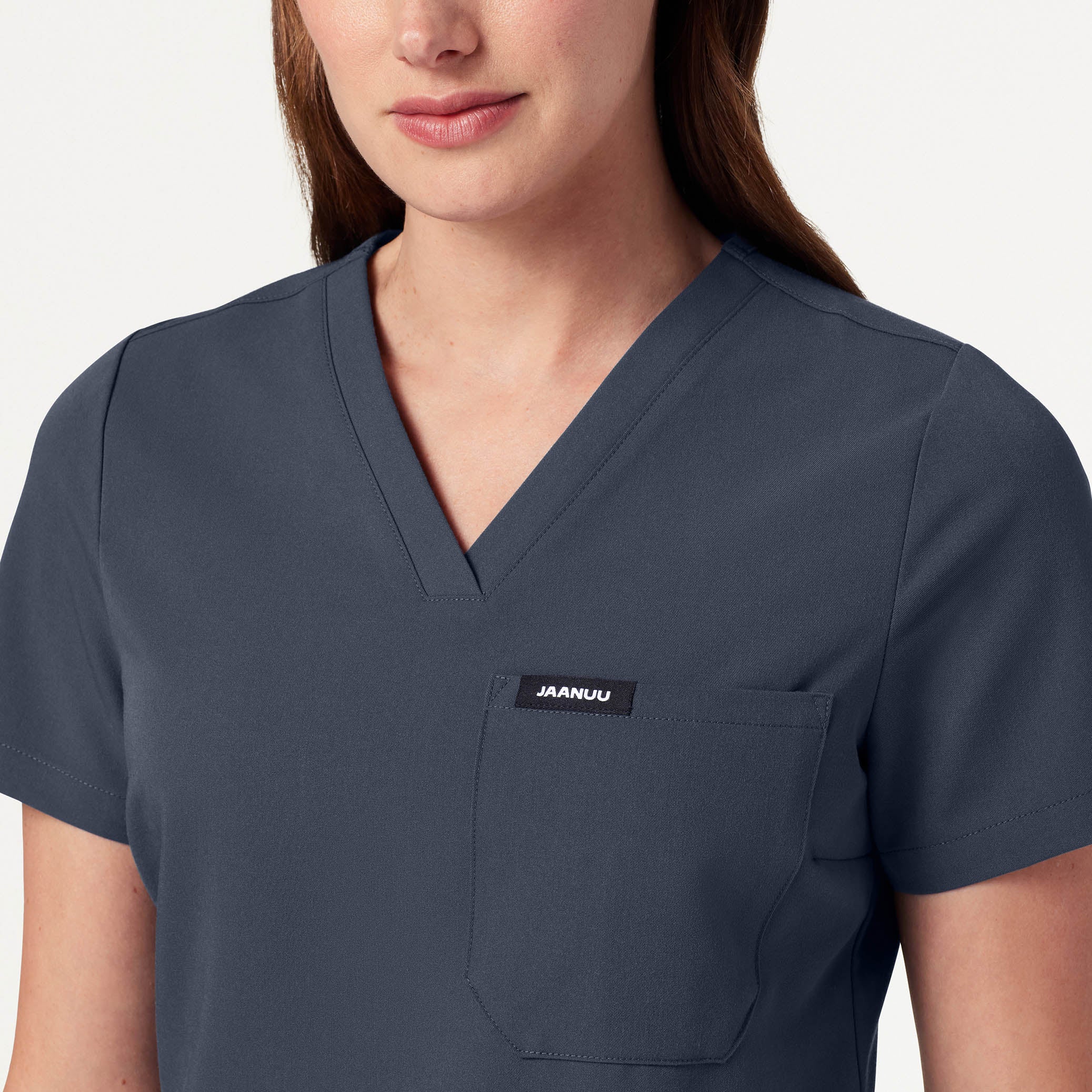 Rhena Slim Essential 1-Pocket Scrub Top - Carbon Gray - Image 4