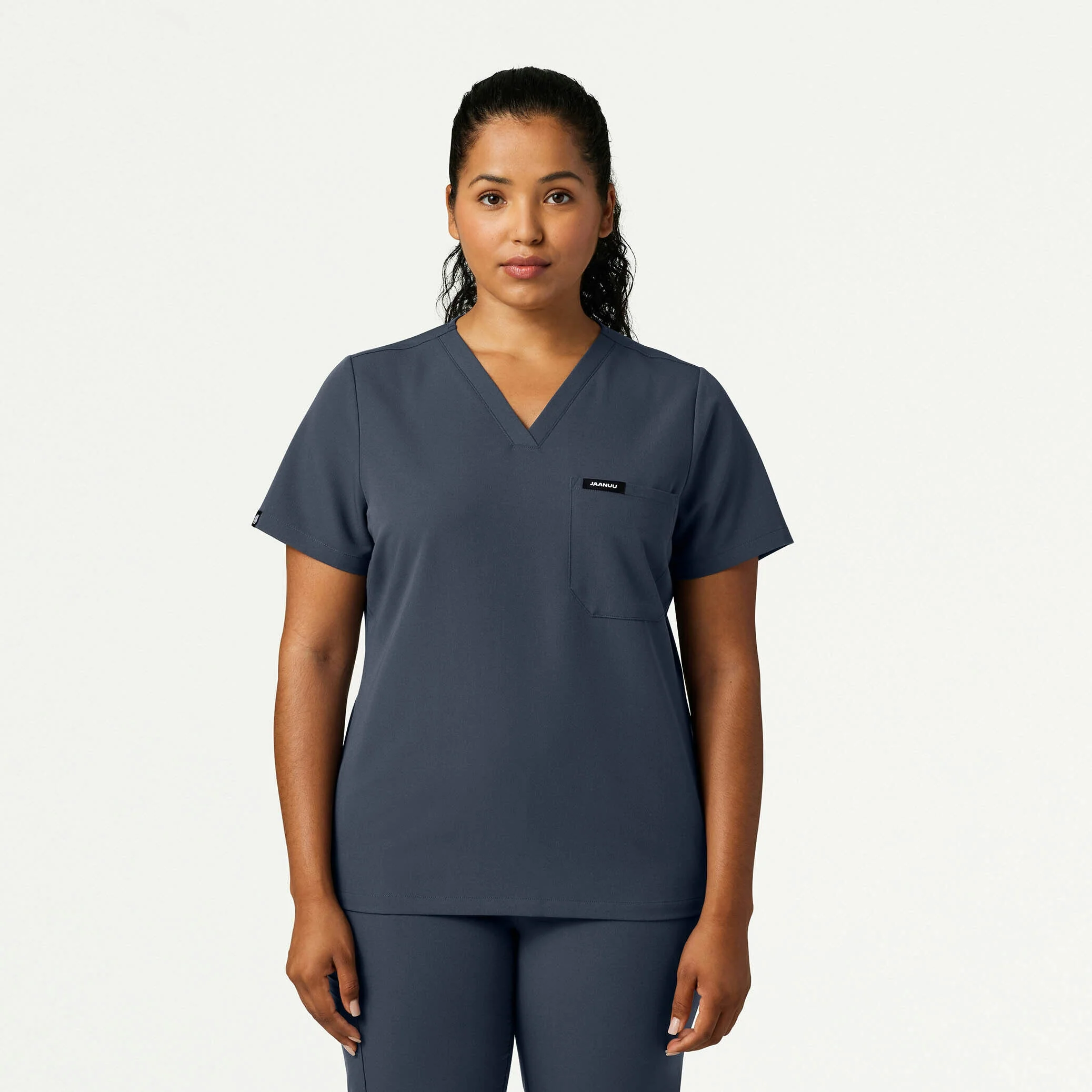 Rhena Slim Essential 1-Pocket Scrub Top - Carbon Gray - Image 5
