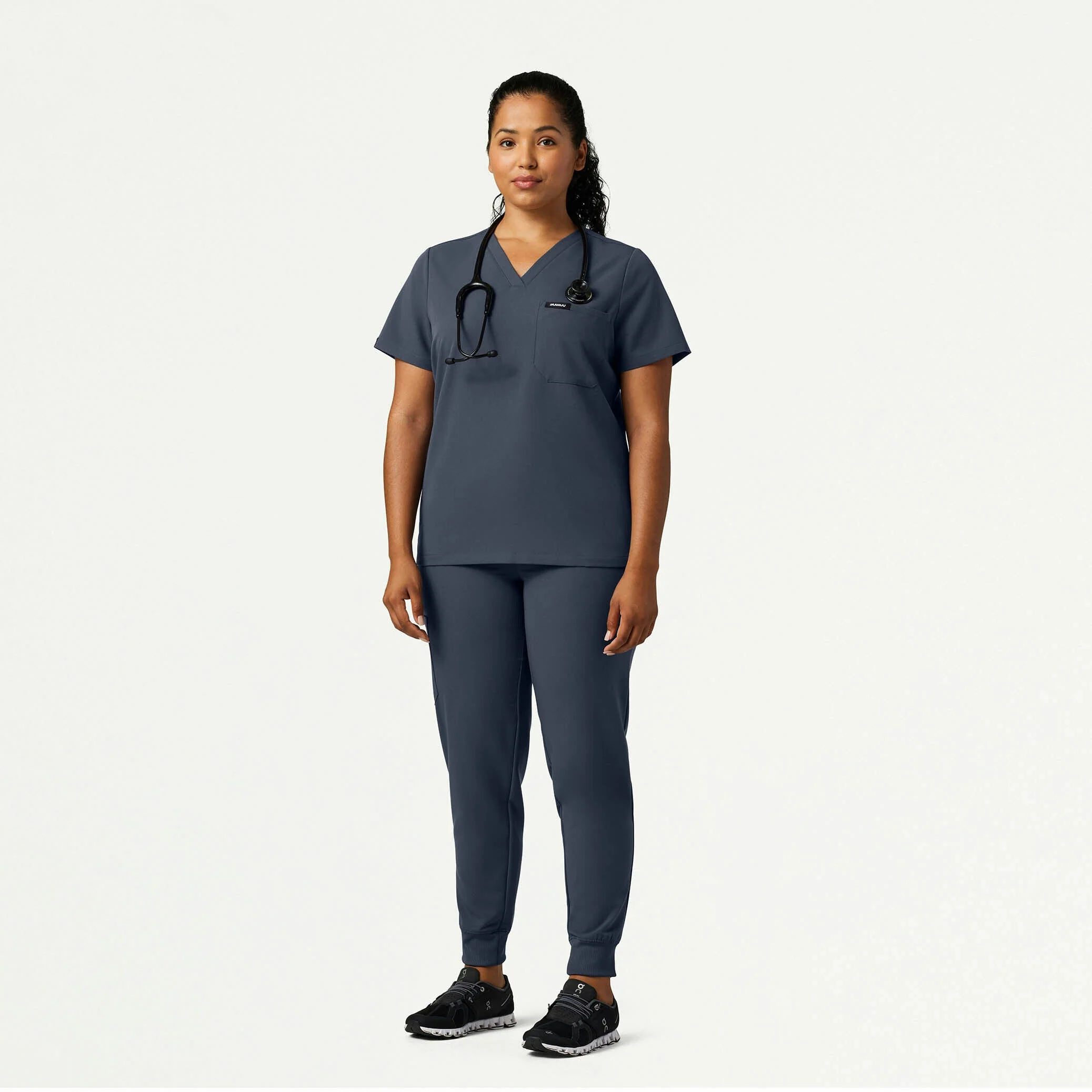 Rhena Slim Essential 1-Pocket Scrub Top - Carbon Gray - Image 6