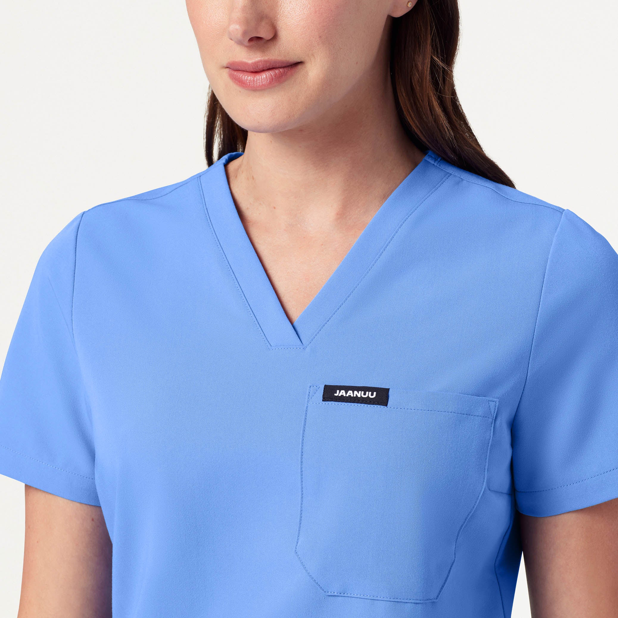 Rhena Slim Essential 1-Pocket Scrub Top - Ceil Blue - Image 4