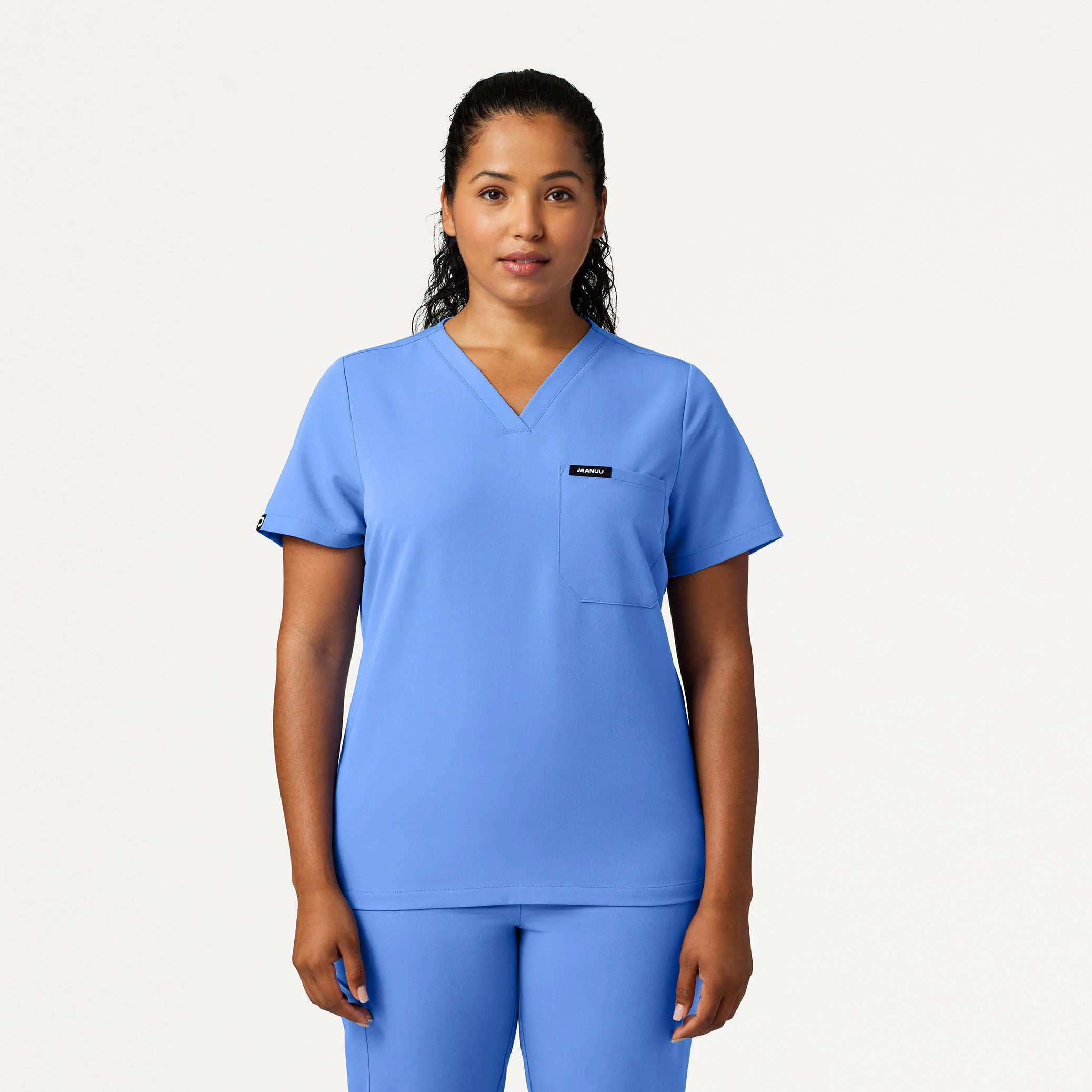 Rhena Slim Essential 1-Pocket Scrub Top - Ceil Blue - Image 5