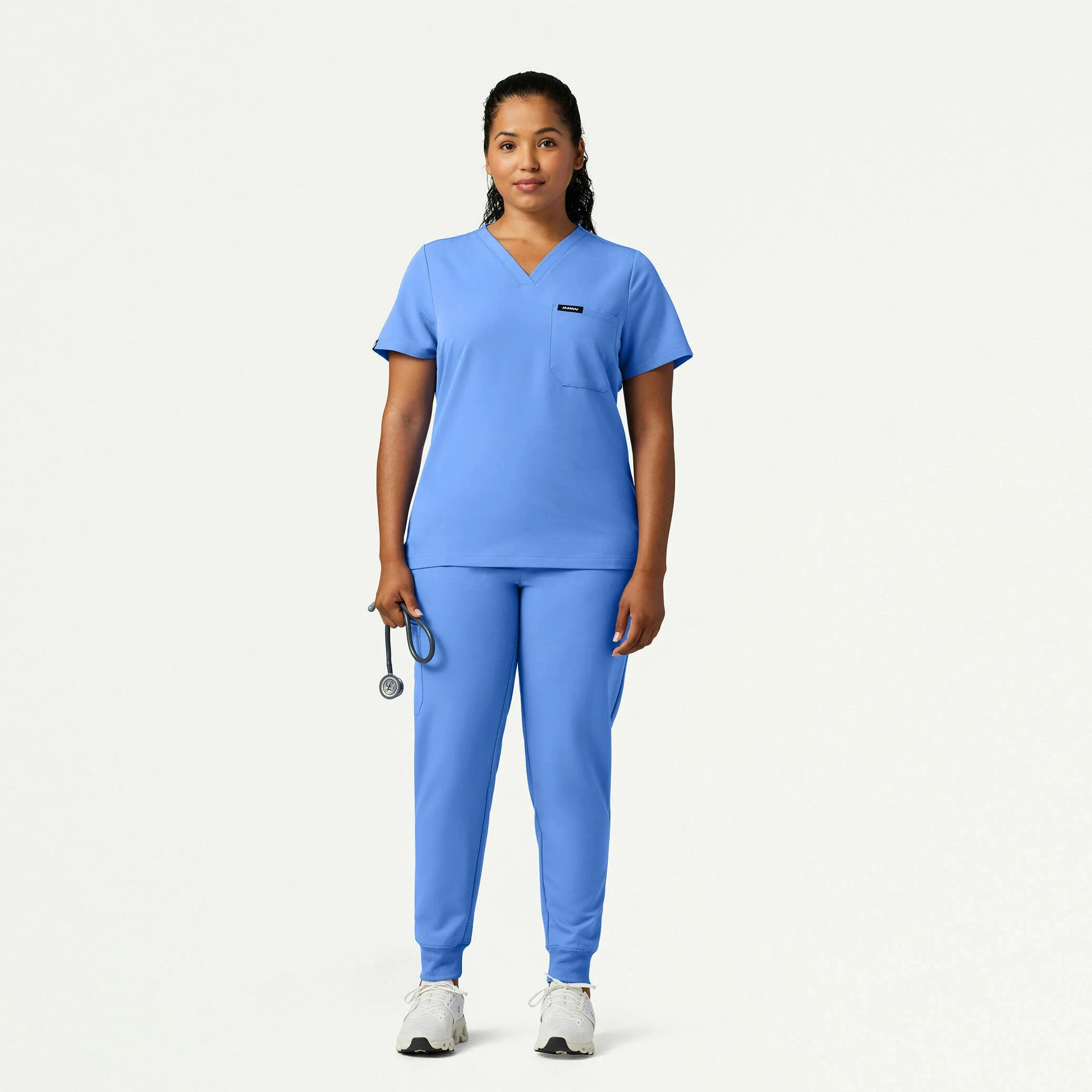 Rhena Slim Essential 1-Pocket Scrub Top - Ceil Blue - Image 6