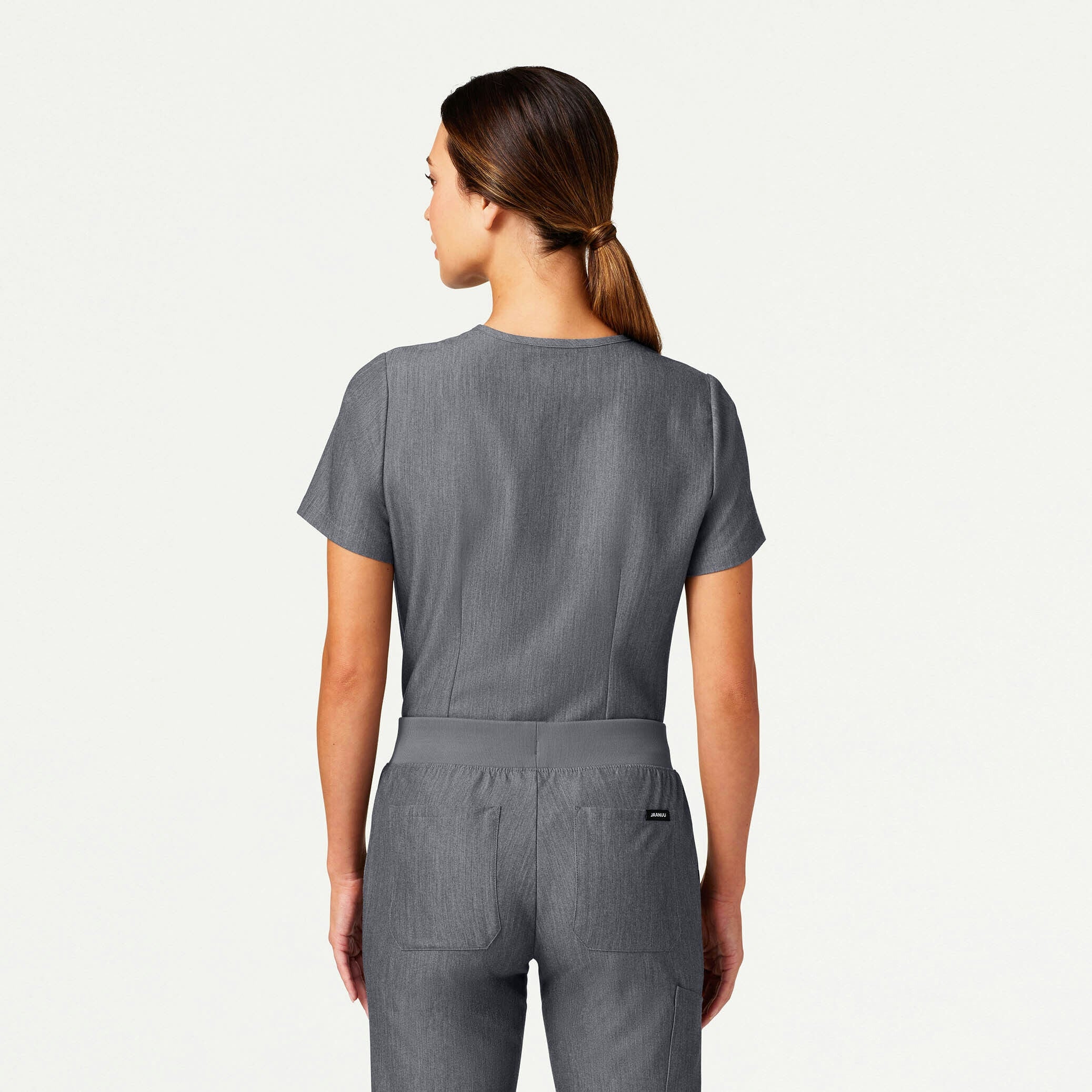 Rhena Slim Essential 1-Pocket Scrub Top - Heather Gray - Image 4