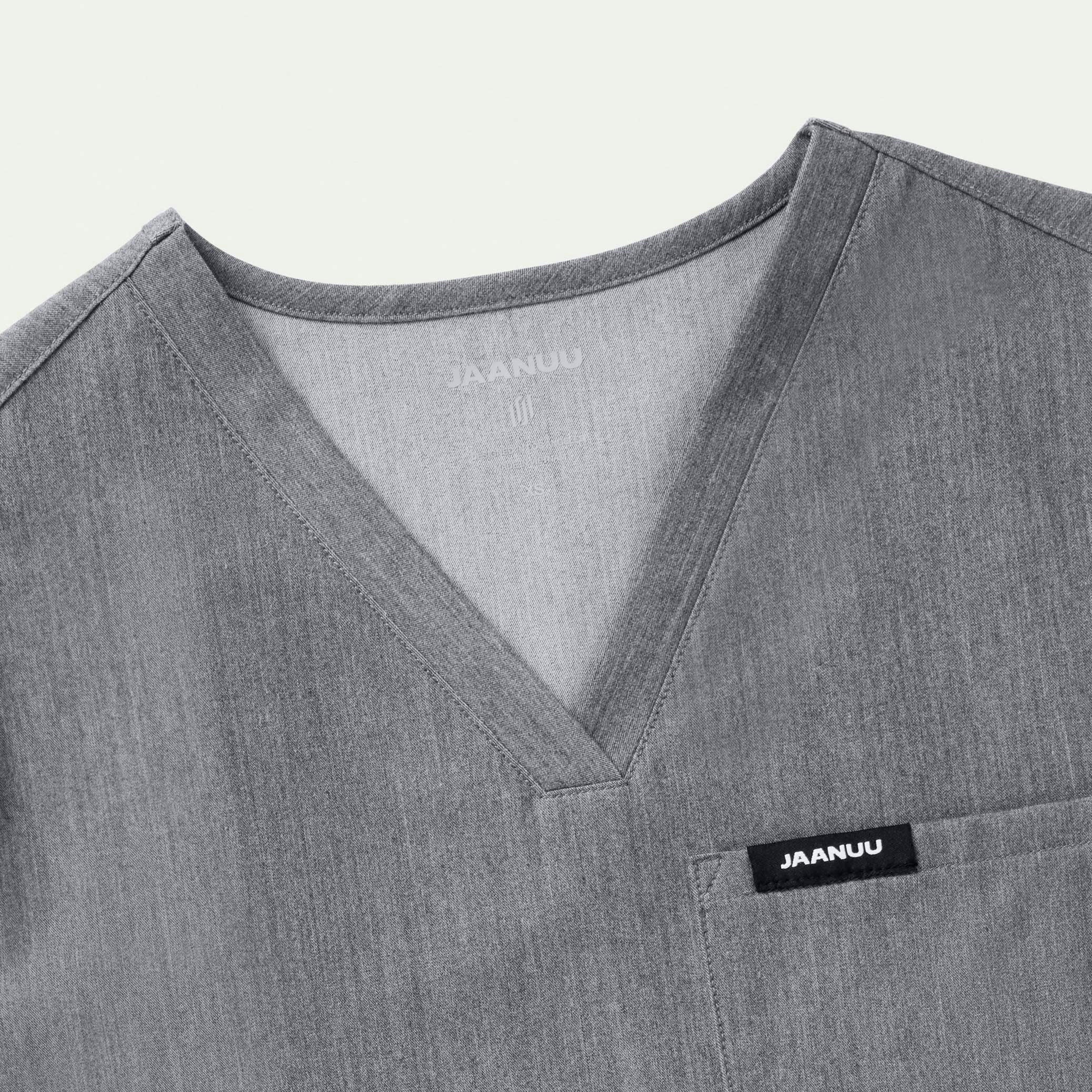 Rhena Slim Essential 1-Pocket Scrub Top - Heather Gray - Image 8