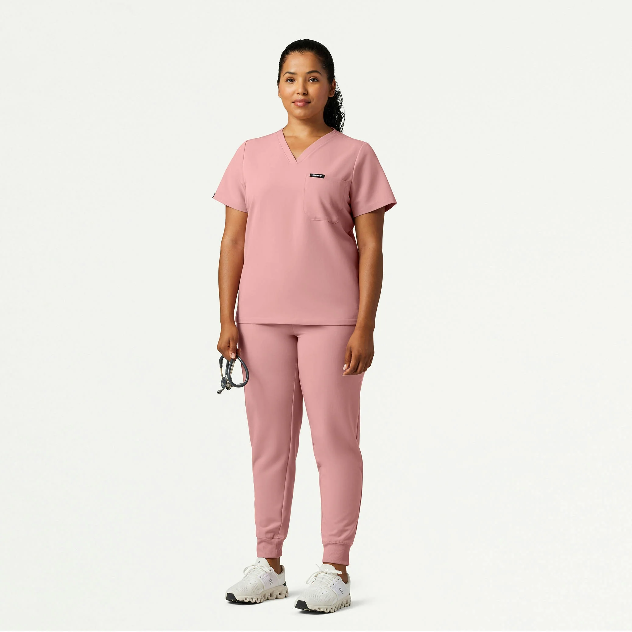 Rhena Slim Essential 1-Pocket Scrub Top - Mauve - Image 6