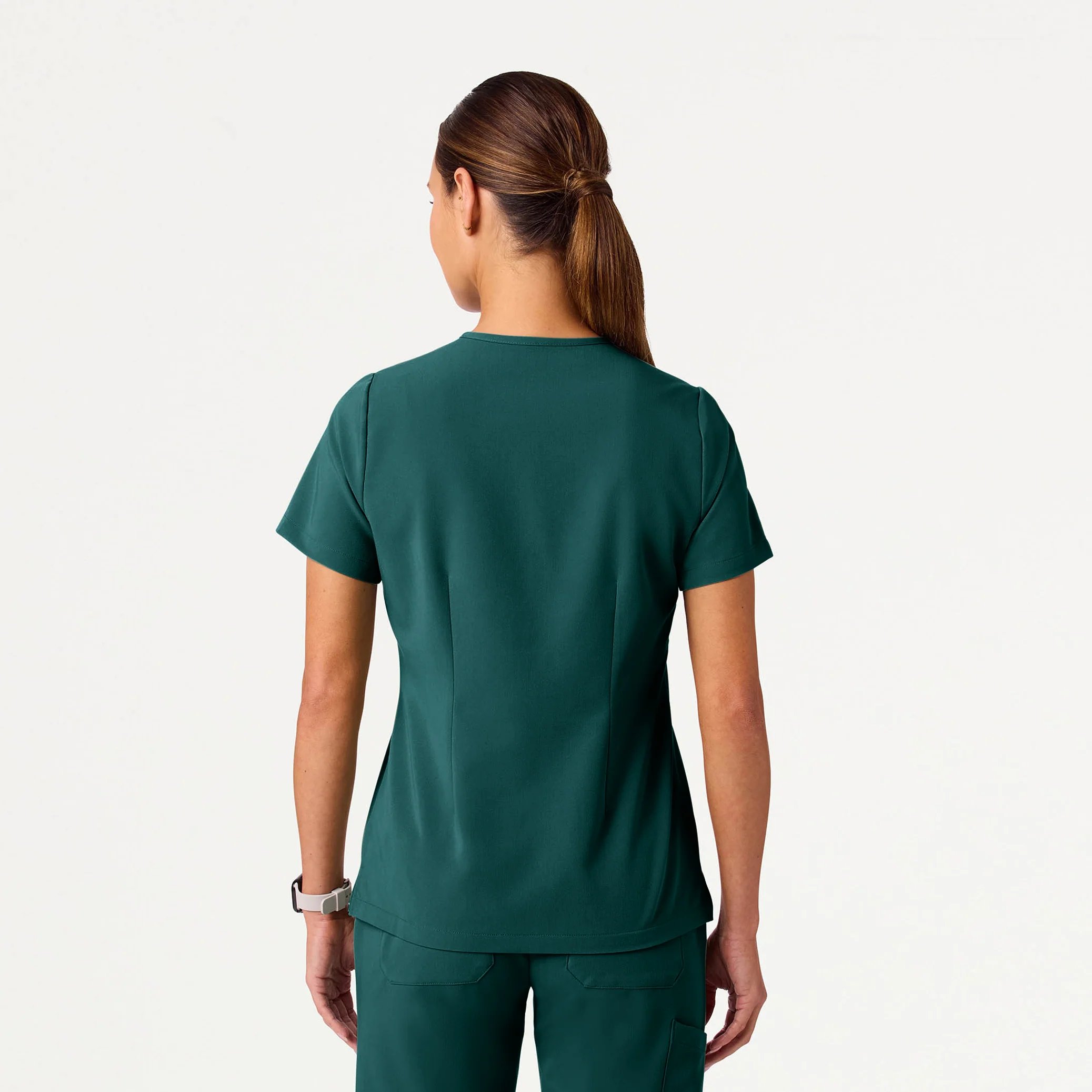 Rhena Slim Essential 1-Pocket Scrub Top - Midnight Green - Image 4